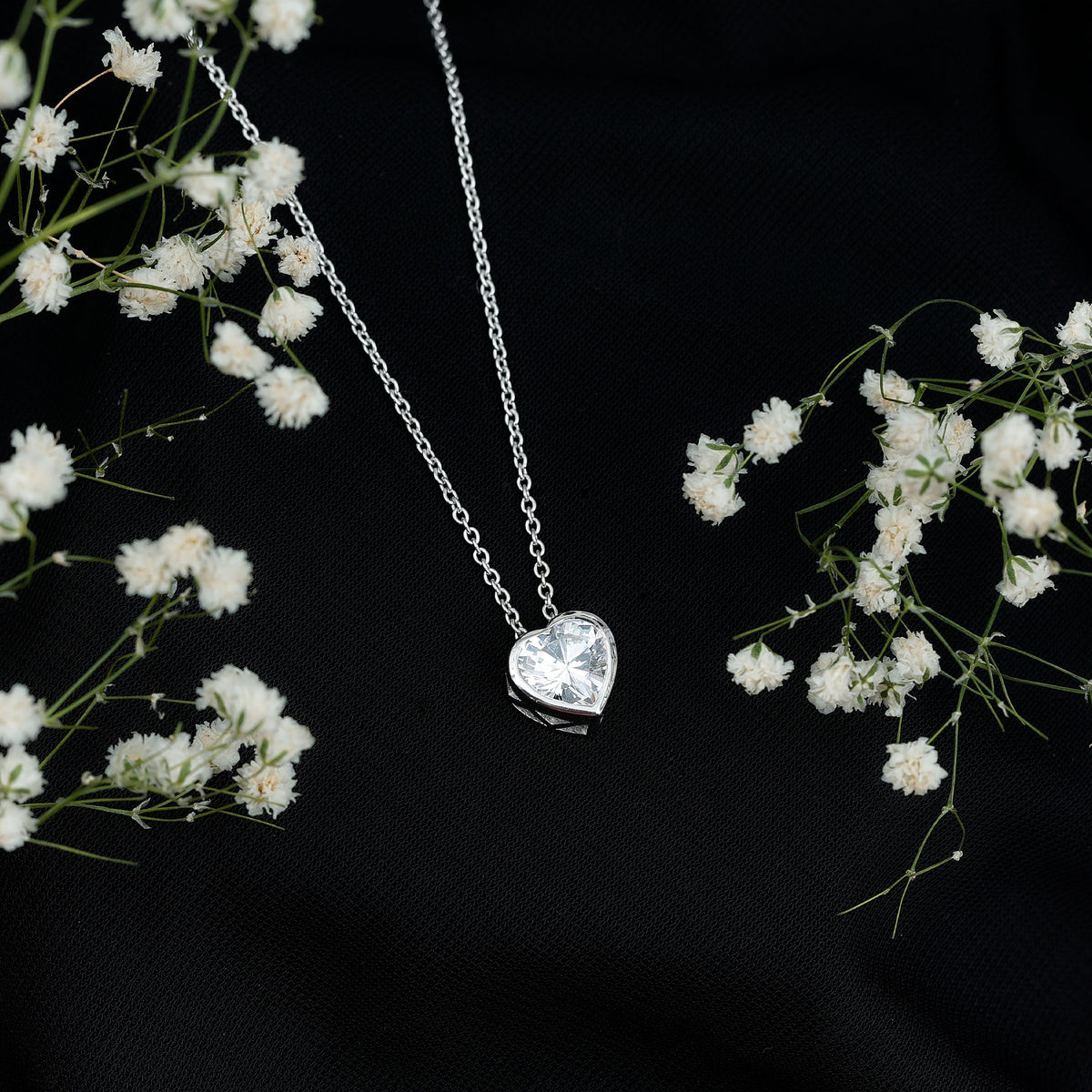 Bezel Set 2 Carat Lab Grown Diamond Heart Necklace with IGI Certificate Lab - ( E-VS1 ) - Rosec Jewels