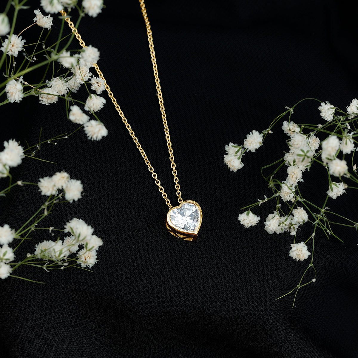 Bezel Set 2 Carat Lab Grown Diamond Heart Necklace with IGI Certificate Lab - ( E-VS1 ) - Rosec Jewels