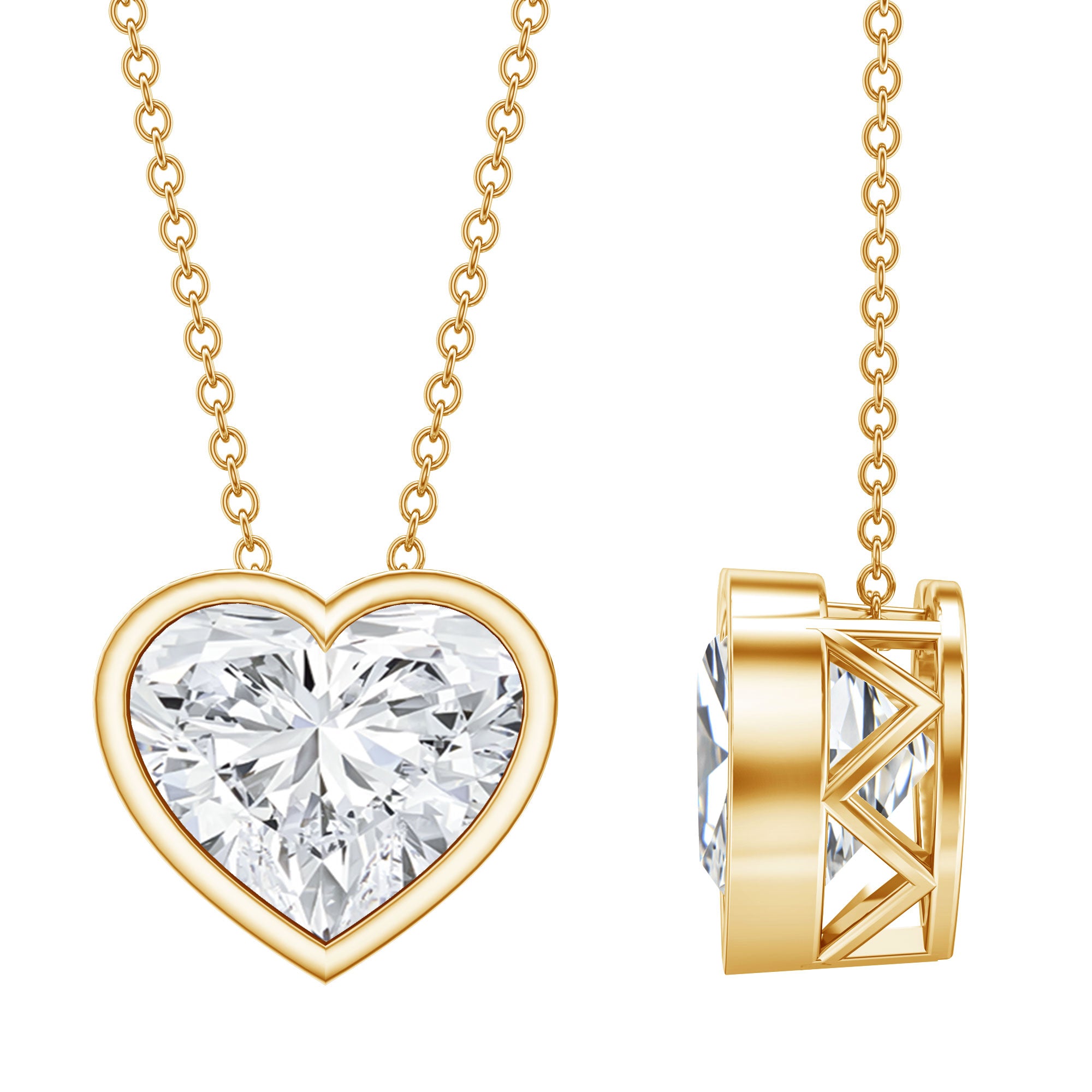IGI Certified Lab Grown Solitaire Diamond Heart Necklace 4 Carat Lab - ( E-VS1 ) - Rosec Jewels