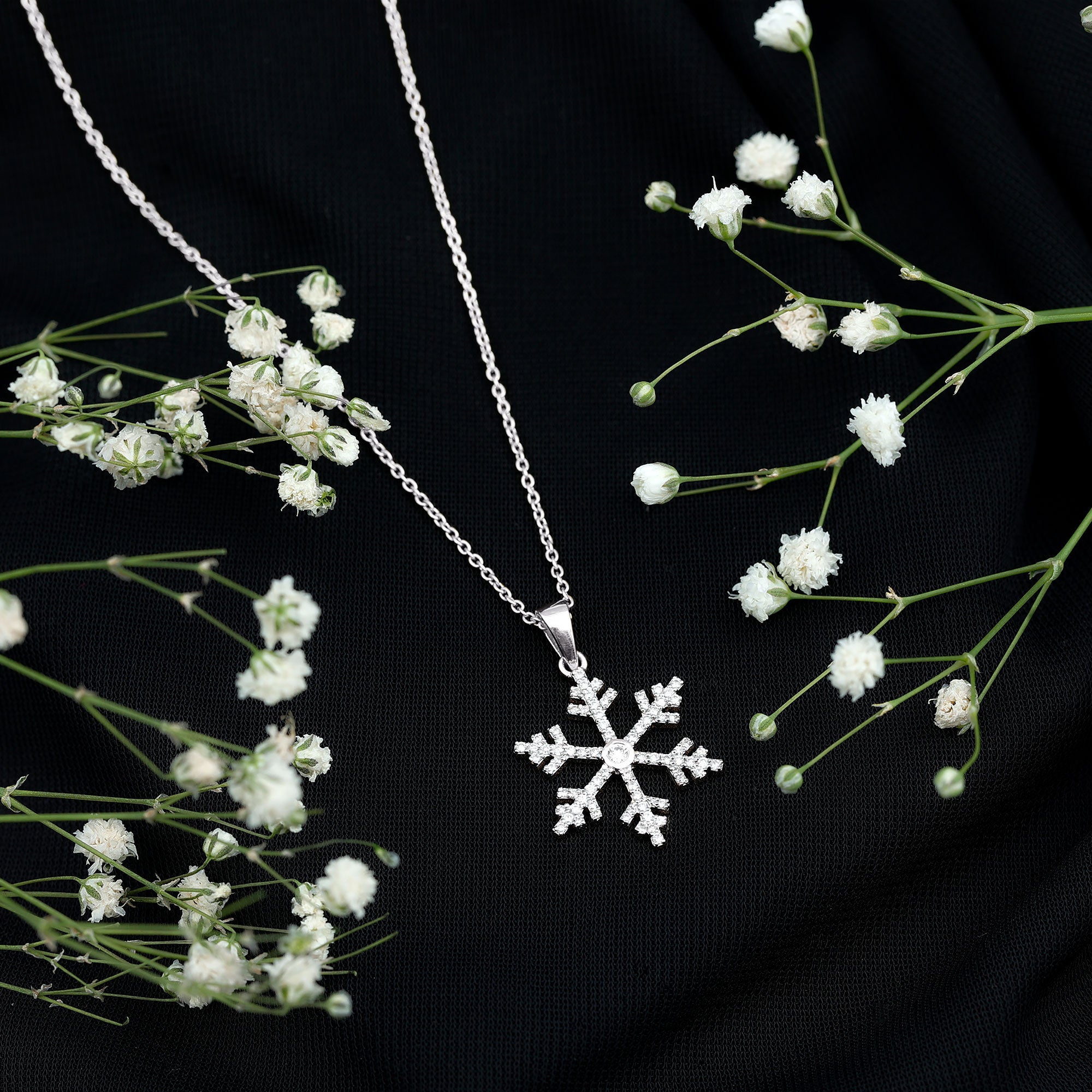 Certified Moissanite Frozen Snowflake Pendant Necklace D-VS1 - Rosec Jewels