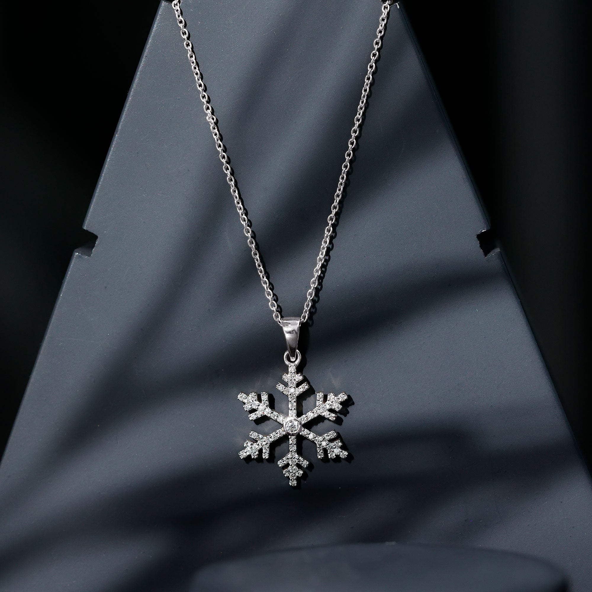 Certified Moissanite Frozen Snowflake Pendant Necklace D-VS1 - Rosec Jewels