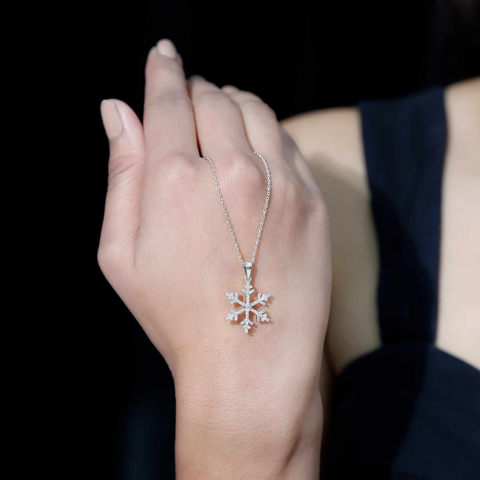 Certified Moissanite Frozen Snowflake Pendant Necklace D-VS1 - Rosec Jewels