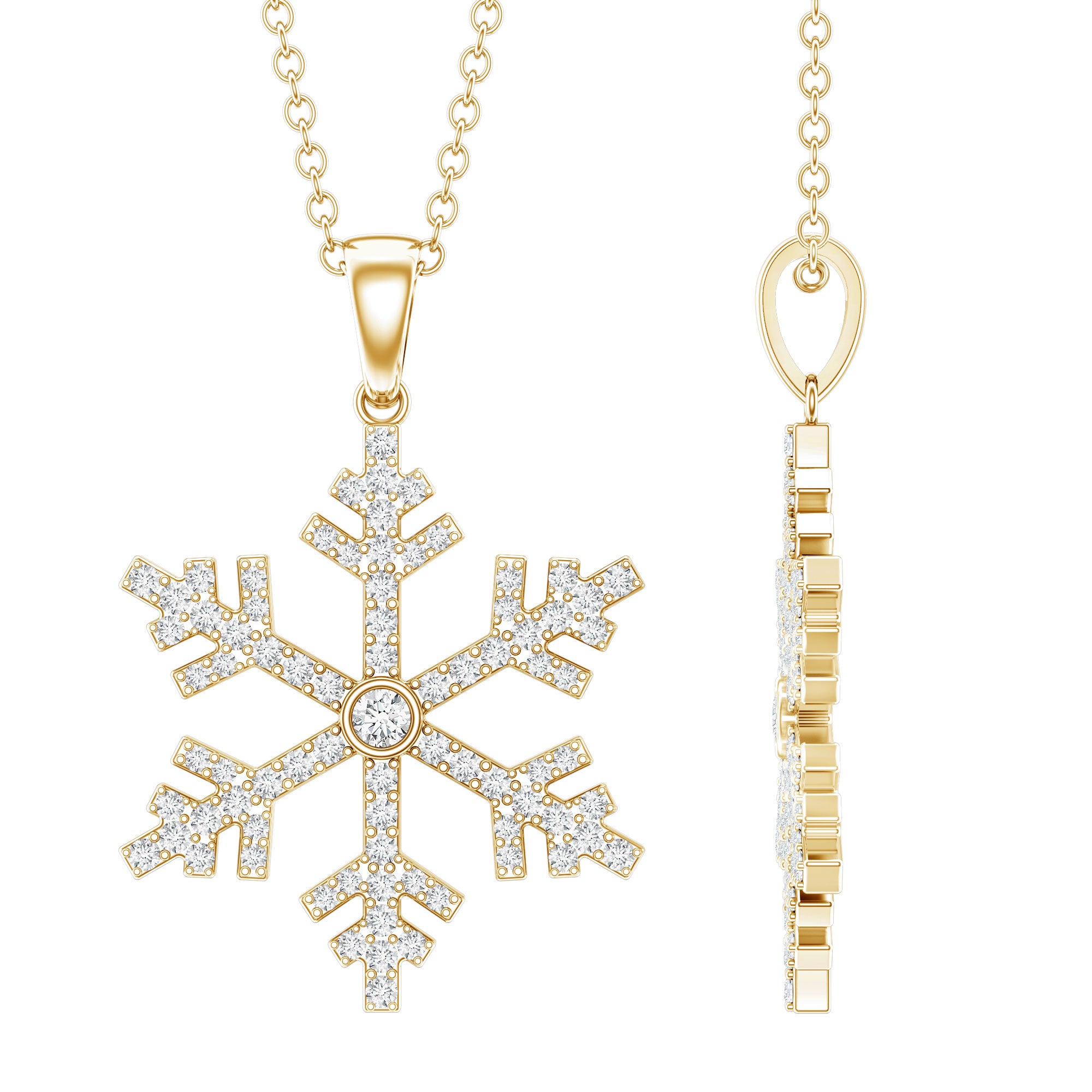 Certified Moissanite Frozen Snowflake Pendant Necklace D-VS1 - Rosec Jewels