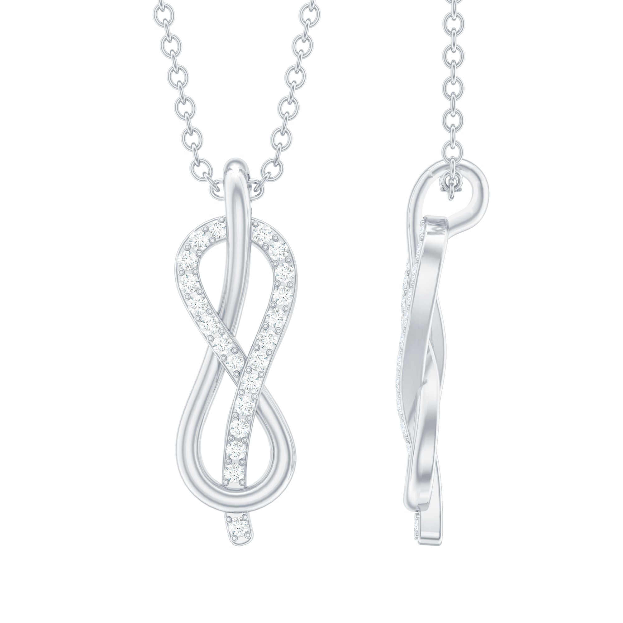 Certified Moissanite Infinity Knot Pendant Necklace