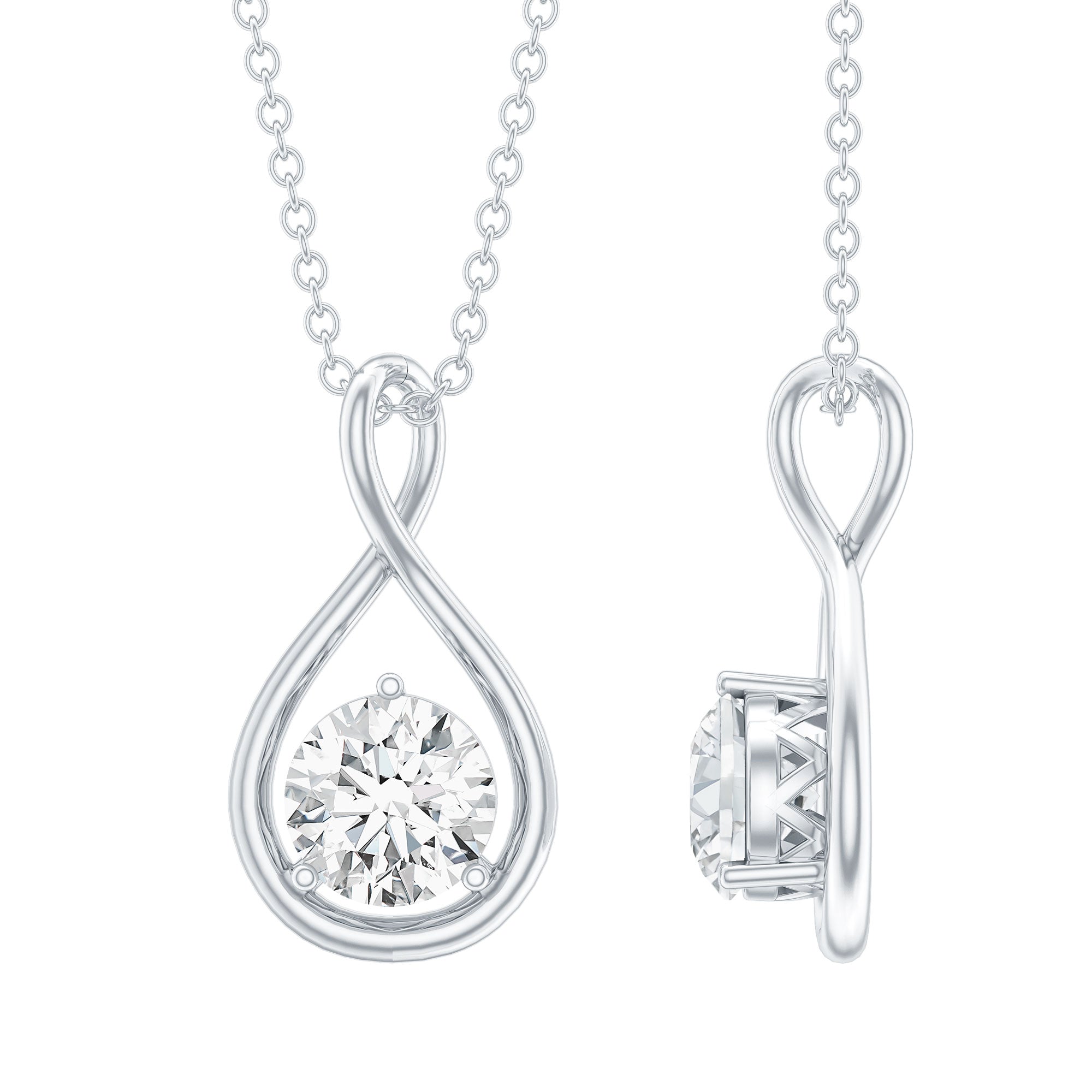 0.9 Carat Solitaire Moissanite Infinity Pendant with Certificate D-VS1 - Rosec Jewels