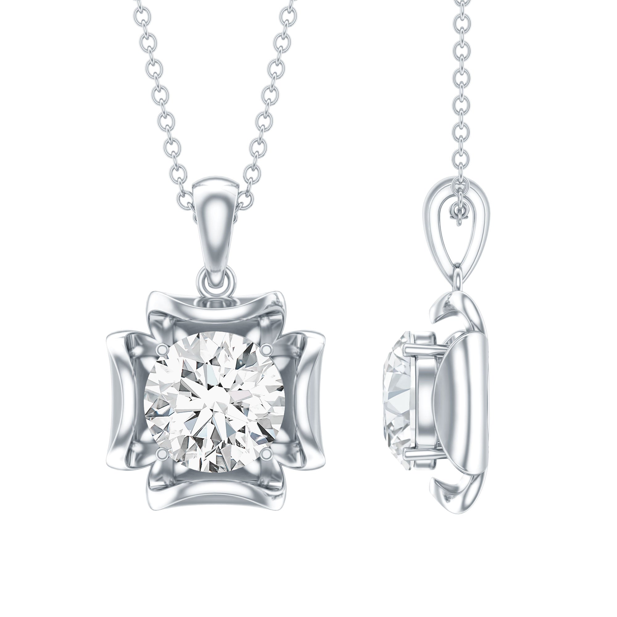 Certified Moissanite Solitaire Pendant in Prong Setting D-VS1 - Rosec Jewels