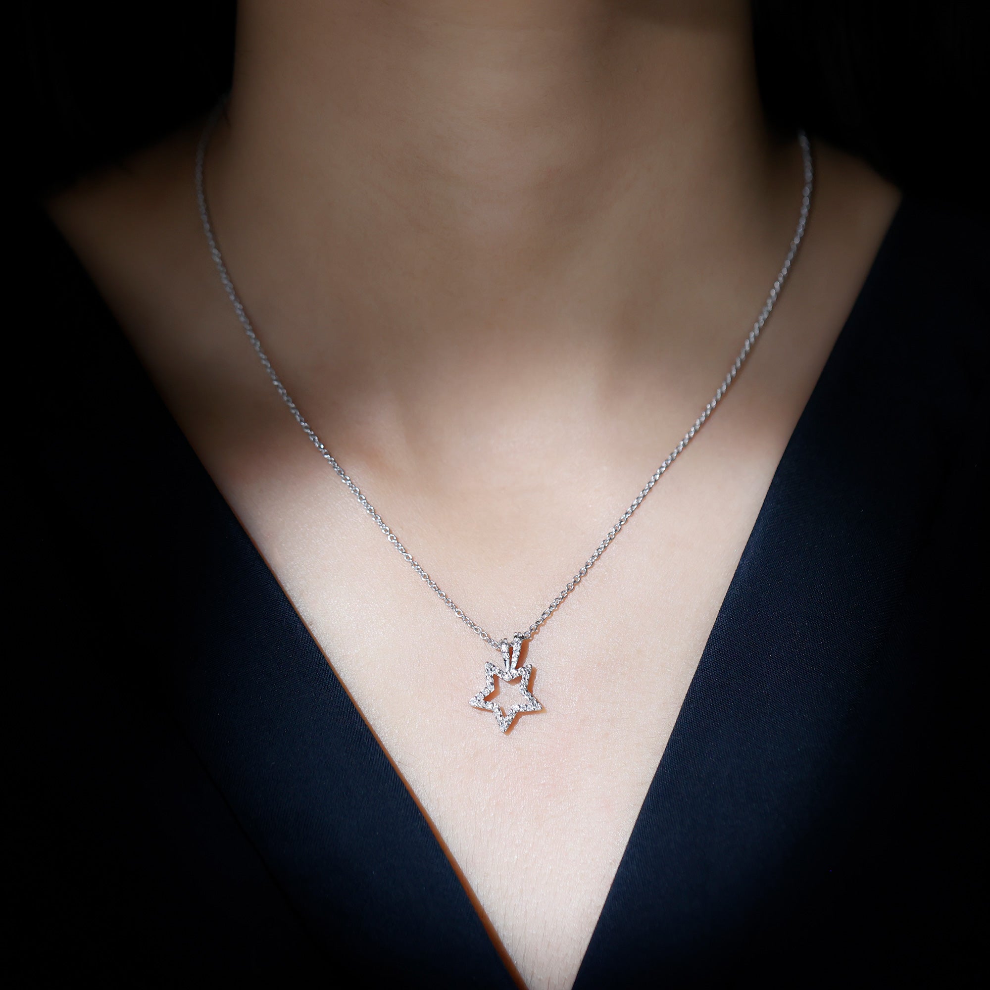 Certified Moissanite Star Shape Pendant D-VS1 - Rosec Jewels