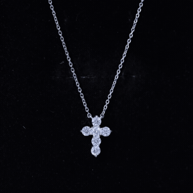 Round Cut Moissanite Cross Pendant Necklace D-VS1 - Rosec Jewels