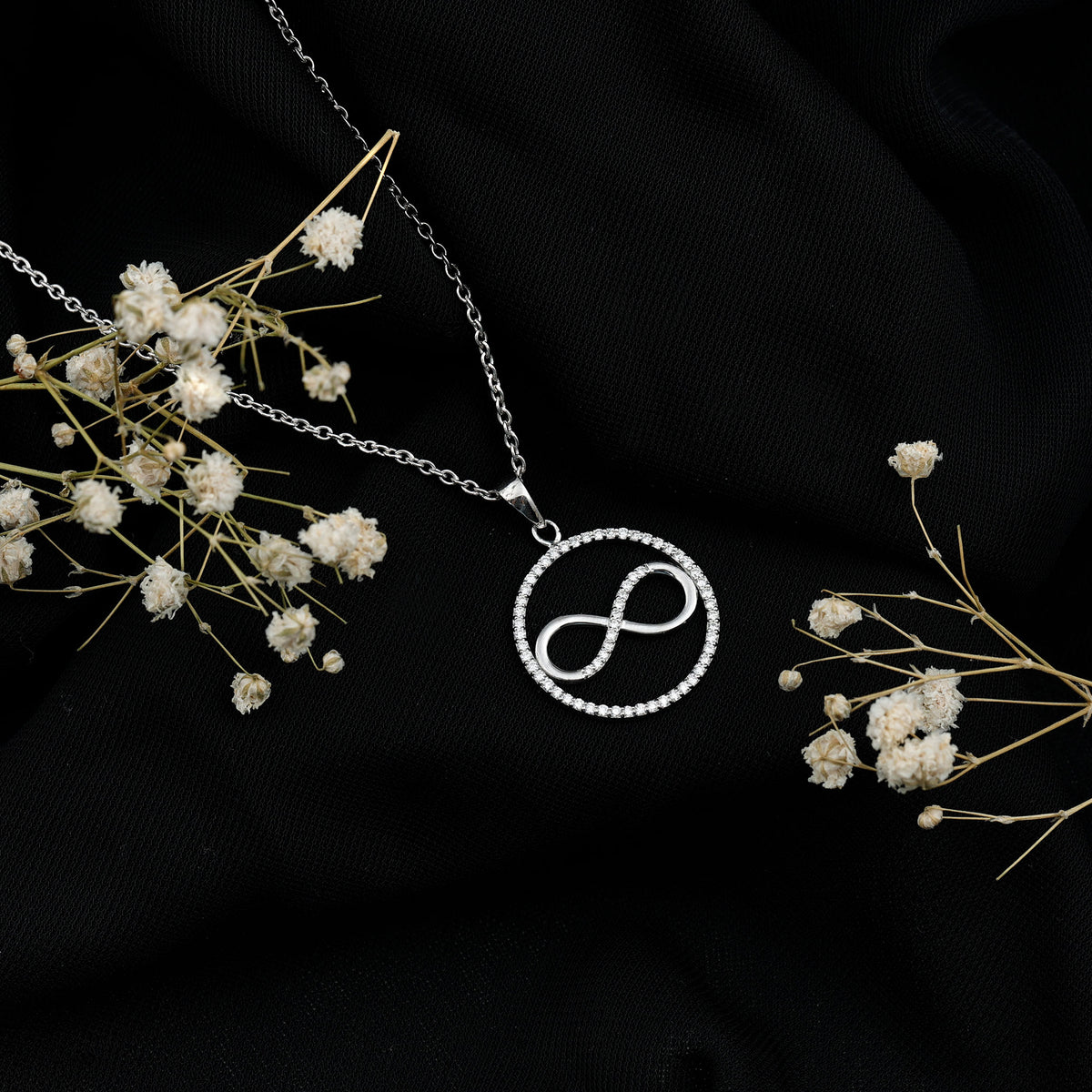 Diamonds Infinity Eternity Pendant Necklace Lab - ( EF-VS ) - Rosec Jewels