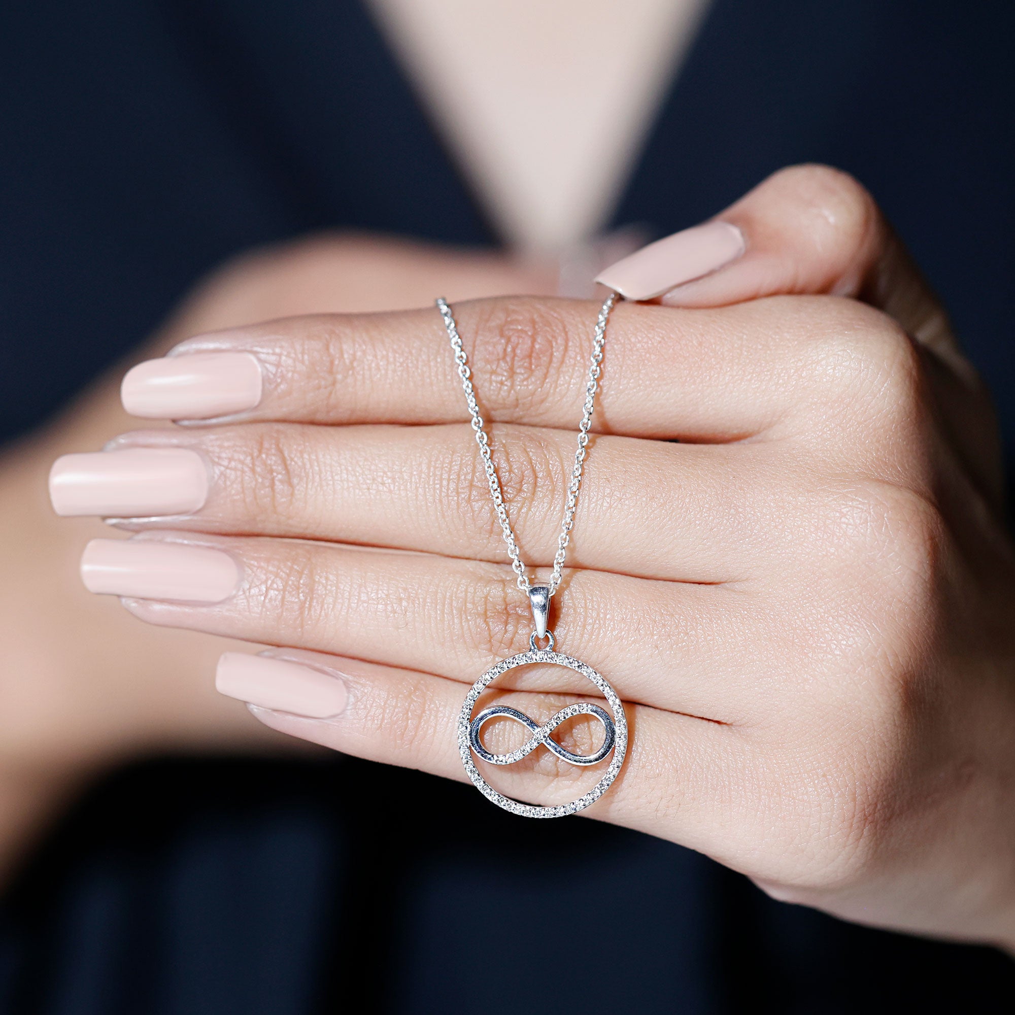 Diamonds Infinity Eternity Pendant Necklace Lab - ( EF-VS ) - Rosec Jewels