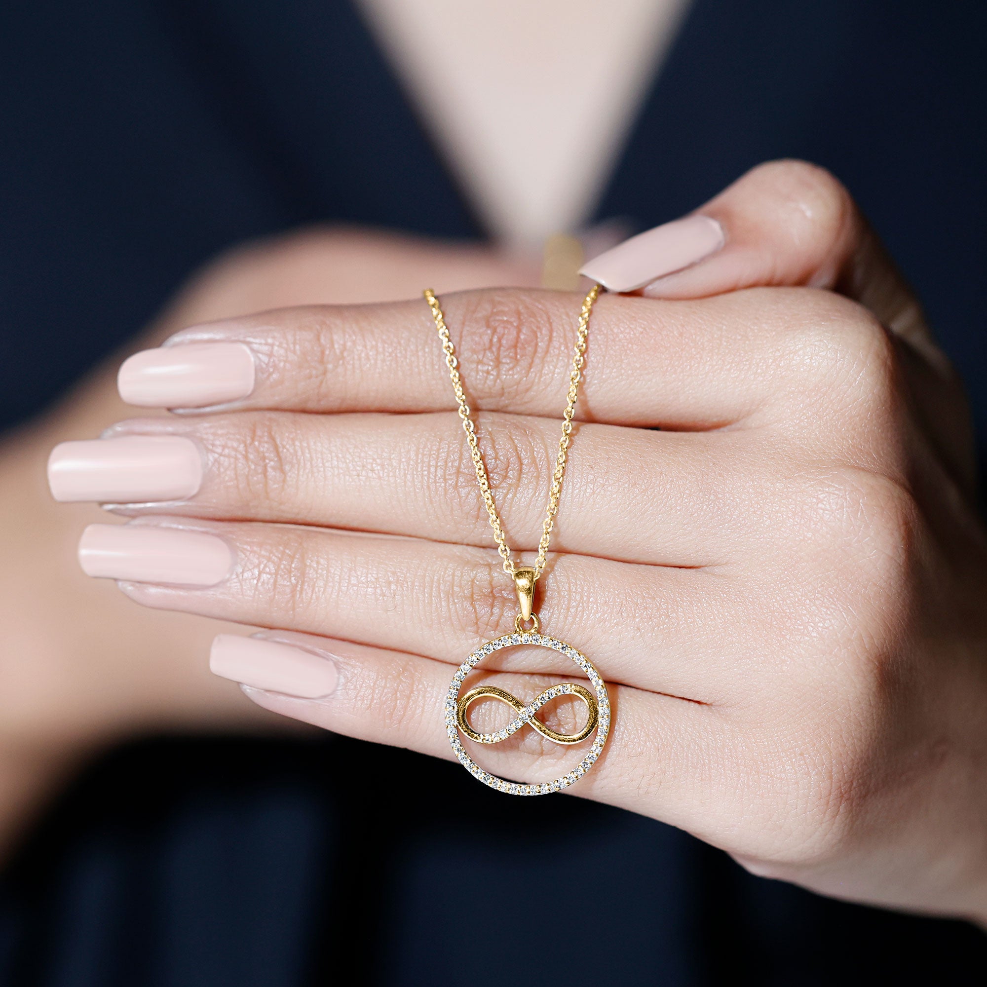 Diamonds Infinity Eternity Pendant Necklace Lab - ( EF-VS ) - Rosec Jewels