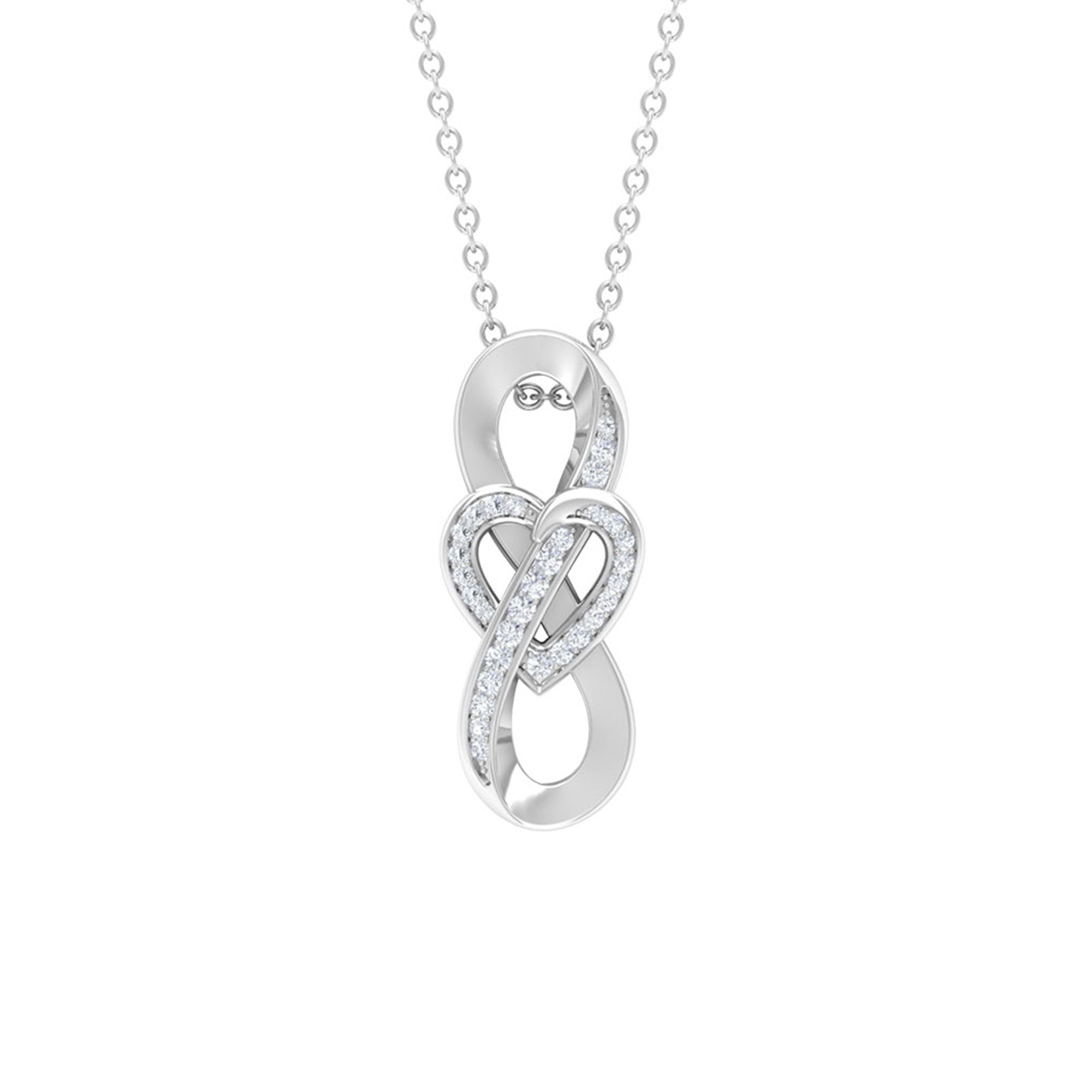 Rosec Jewels-Infinity Heart Necklace with Diamond Accents