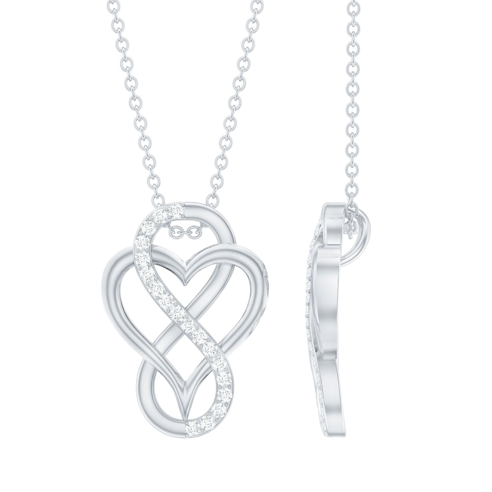 Rosec Jewels-Diamond Infinity Heart Necklace for Women