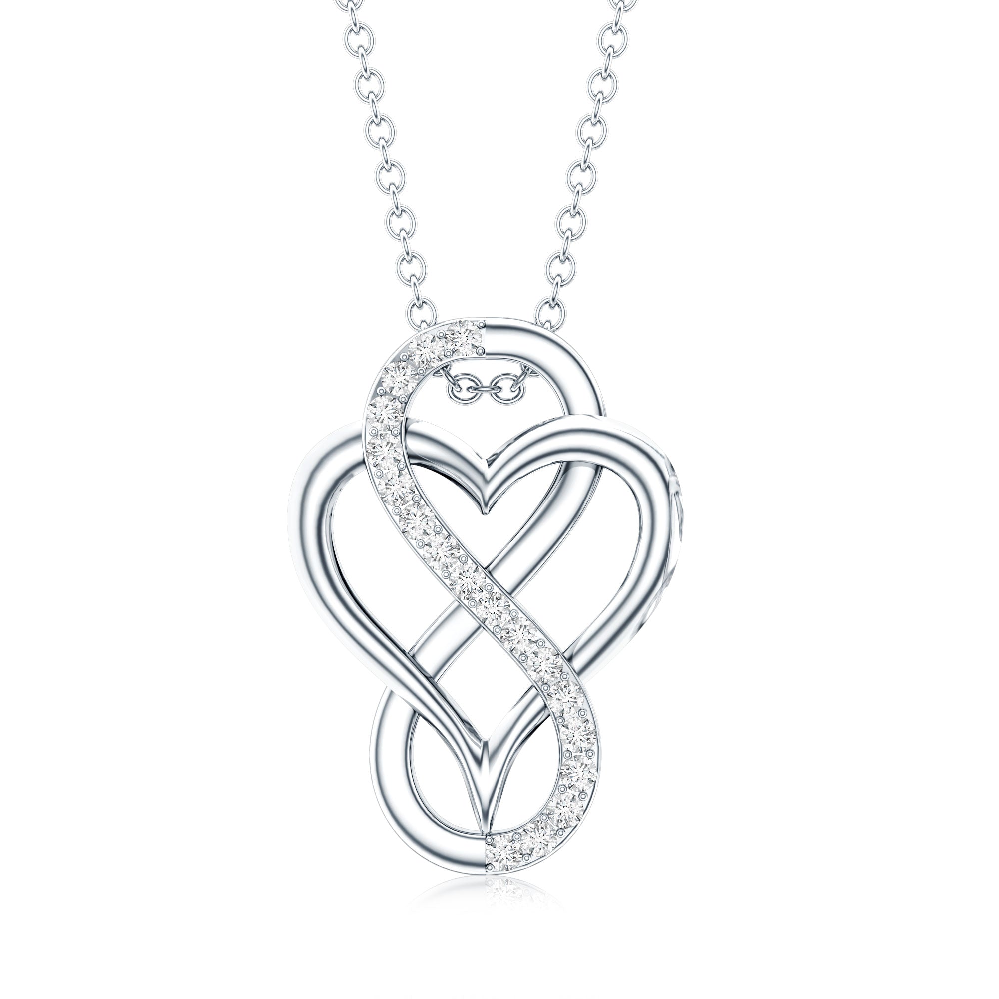 Brilliant Cut Diamond Infinity Heart Necklace for Women Lab - ( EF-VS ) - Rosec Jewels