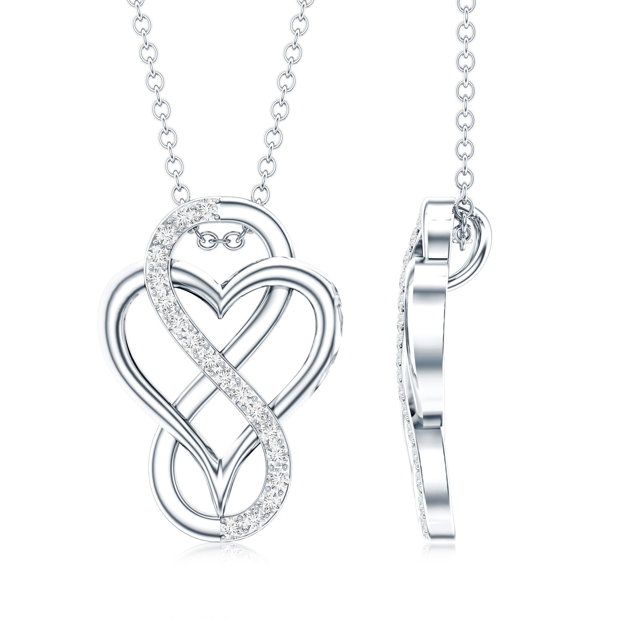 Brilliant Cut Diamond Infinity Heart Necklace for Women Lab - ( EF-VS ) - Rosec Jewels
