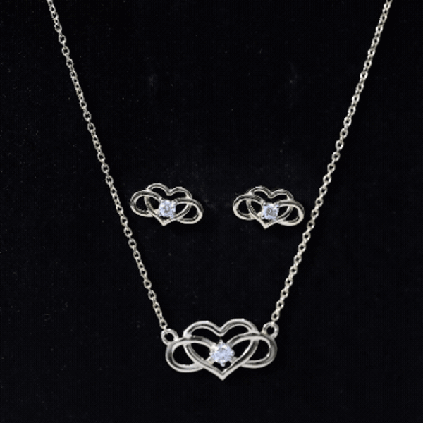Round Cut Diamond Infinity Heart Jewelry Set Lab - ( EF-VS ) - Rosec Jewels