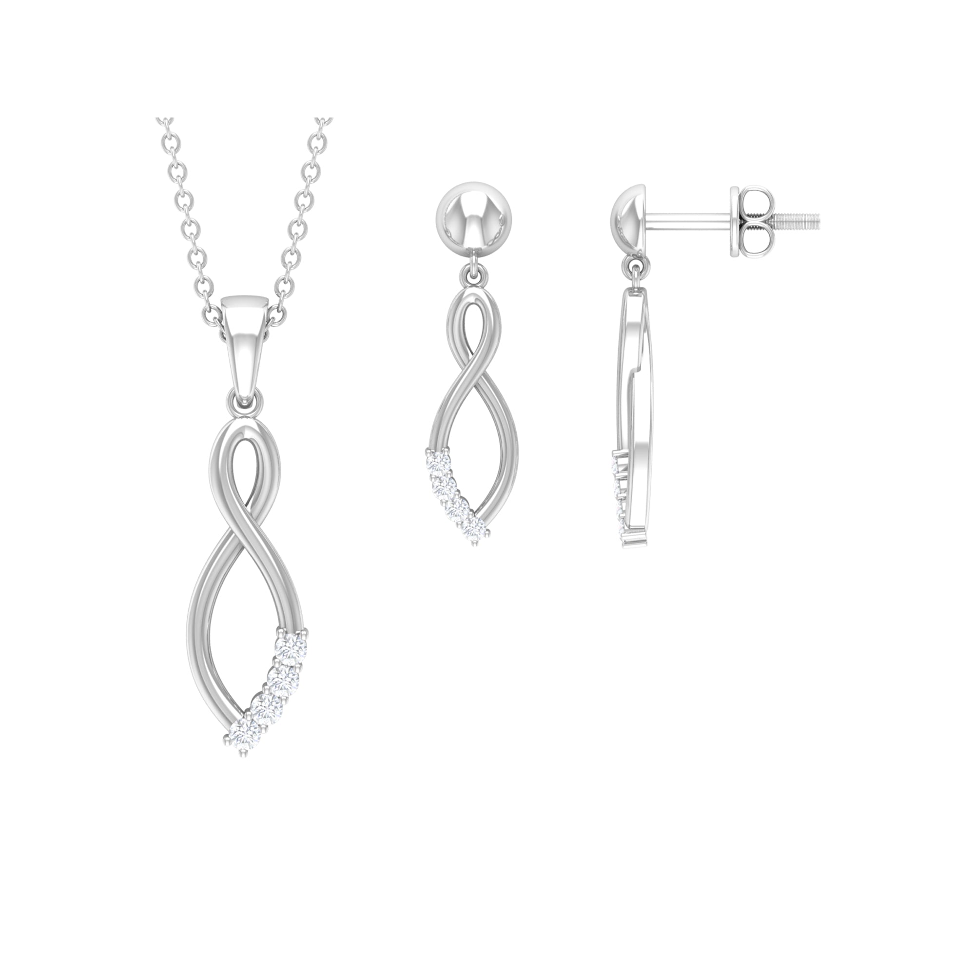 Diamond Infinity Jewelry Set for Women Lab - ( EF-VS ) - Rosec Jewels