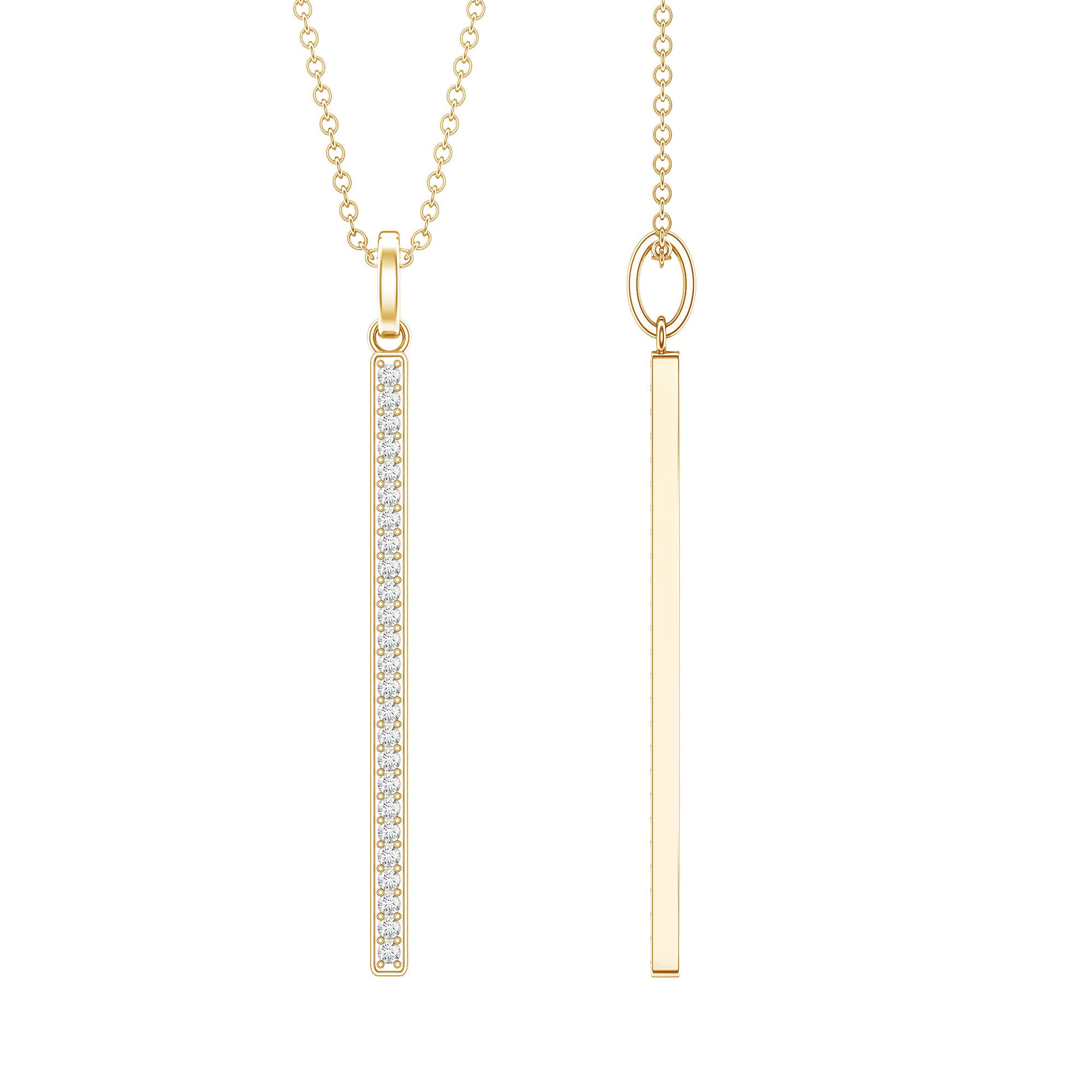 Round Cut Diamond Bar Necklace For Women Lab - ( EF-VS ) - Rosec Jewels