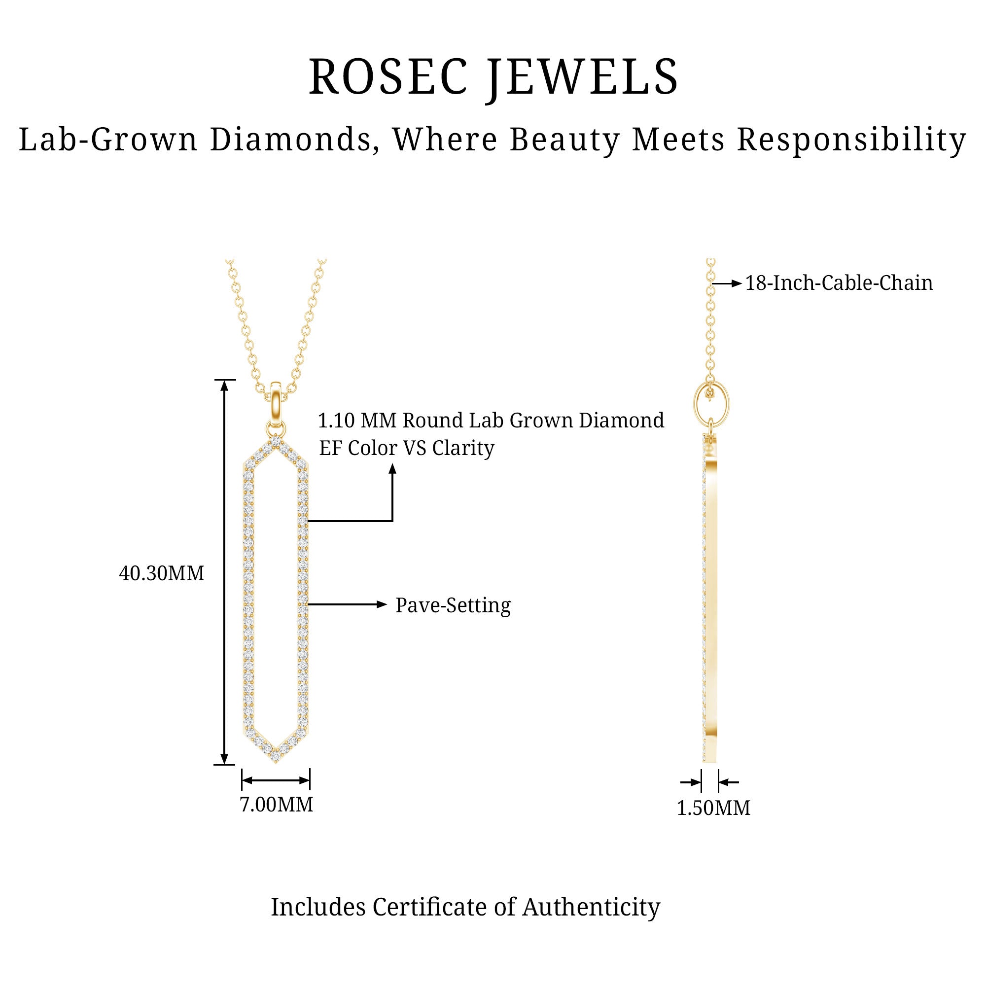 Certified Diamond Geometric Necklace For Women Lab - ( EF-VS ) - Rosec Jewels