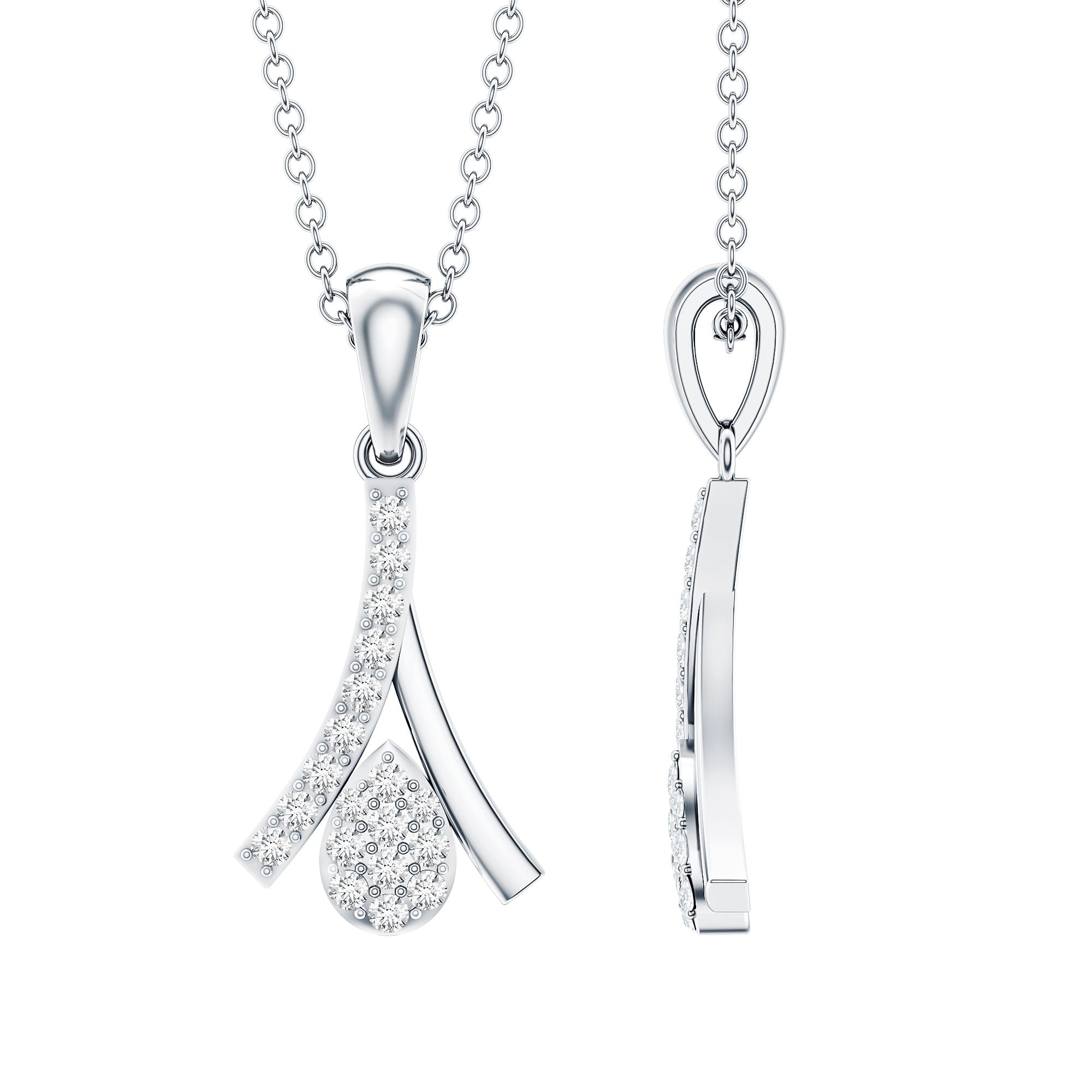 Certified Round Cut Diamond Cluster Necklace Lab - ( EF-VS ) - Rosec Jewels