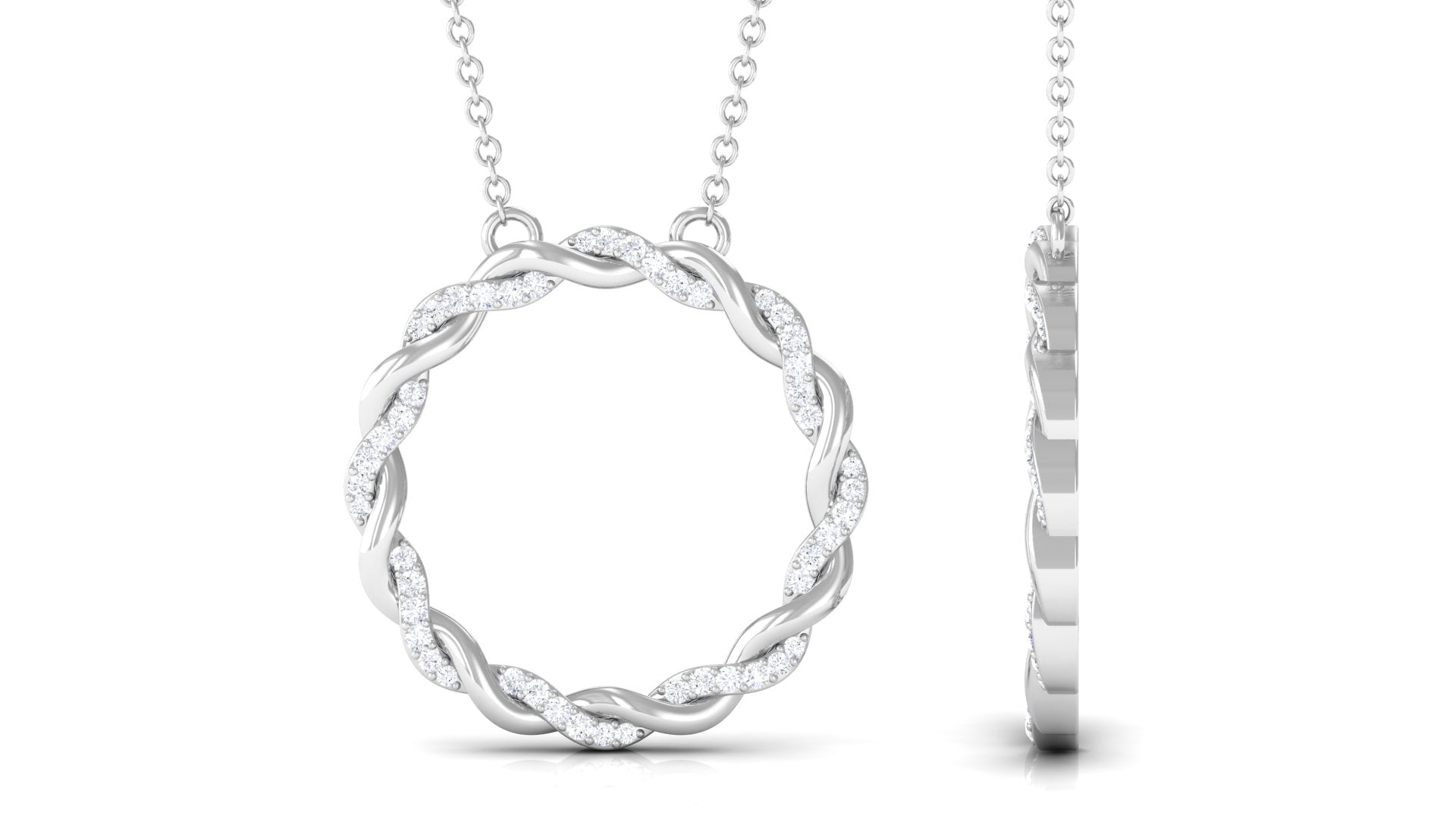 Rosec Jewels-Pure Diamond Twisted Eternity Necklace in Pave Setting