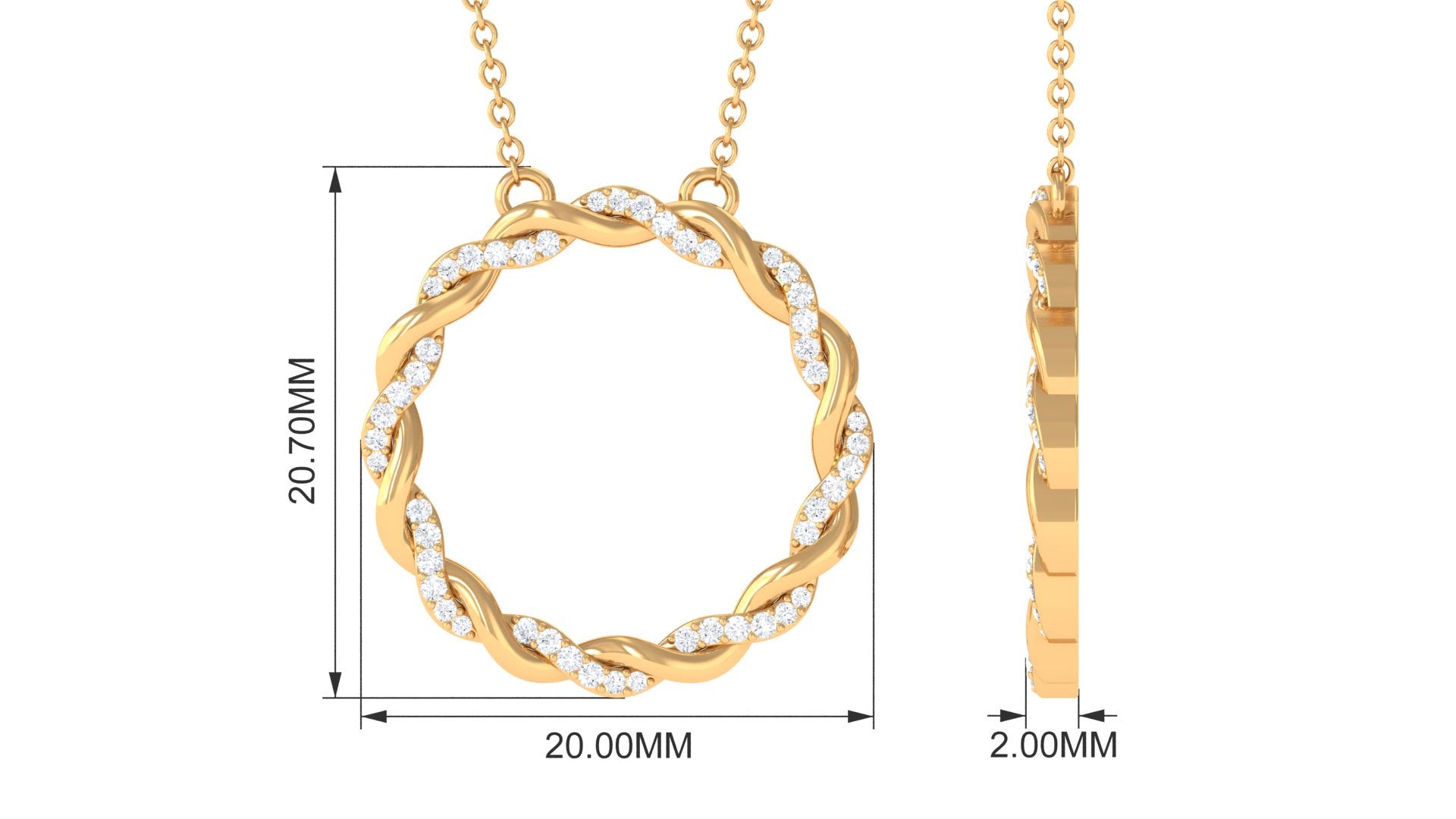 Rosec Jewels-Pure Diamond Twisted Eternity Necklace in Pave Setting