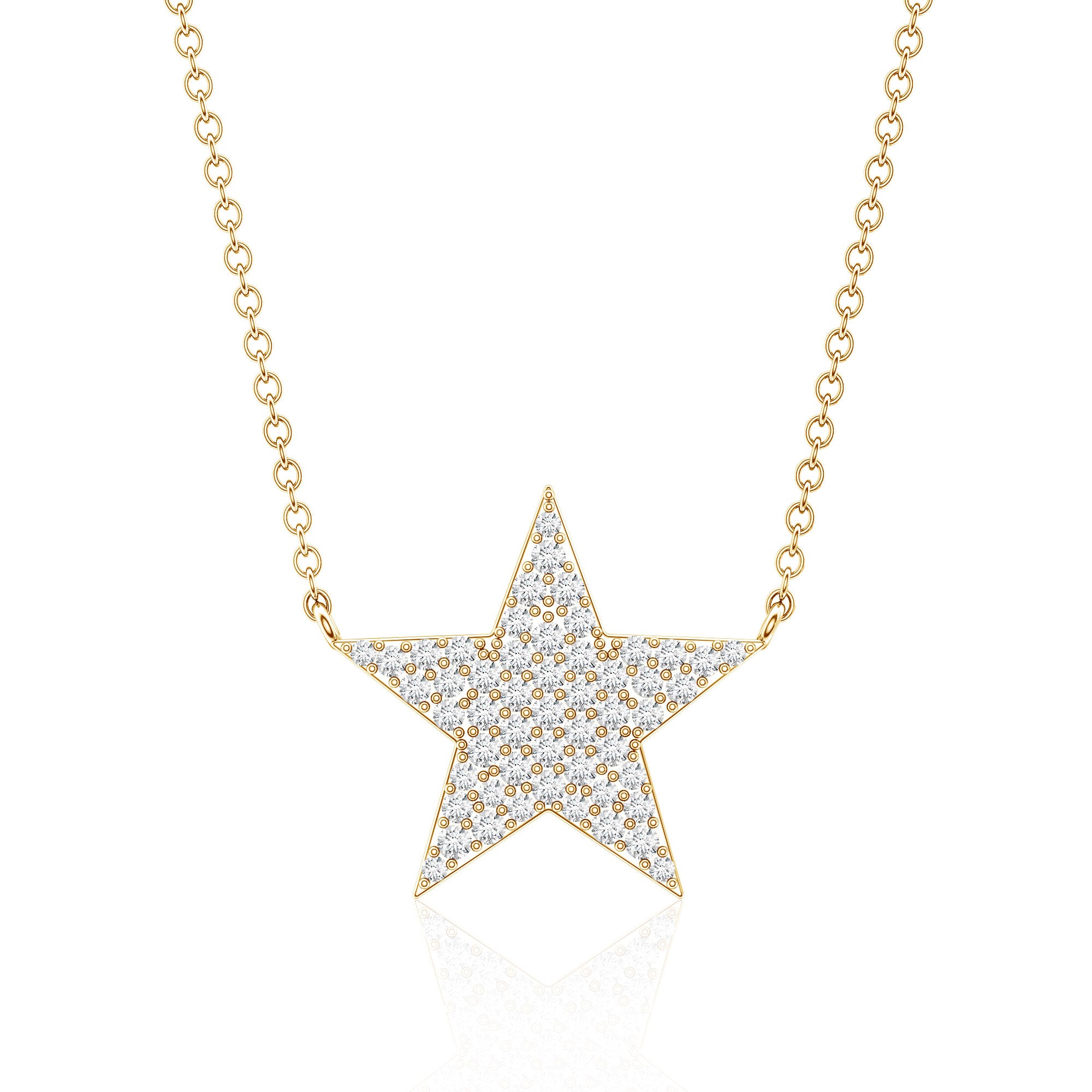 Diamond Star Pendant Necklace in Pave Setting Lab - ( EF-VS ) - Rosec Jewels