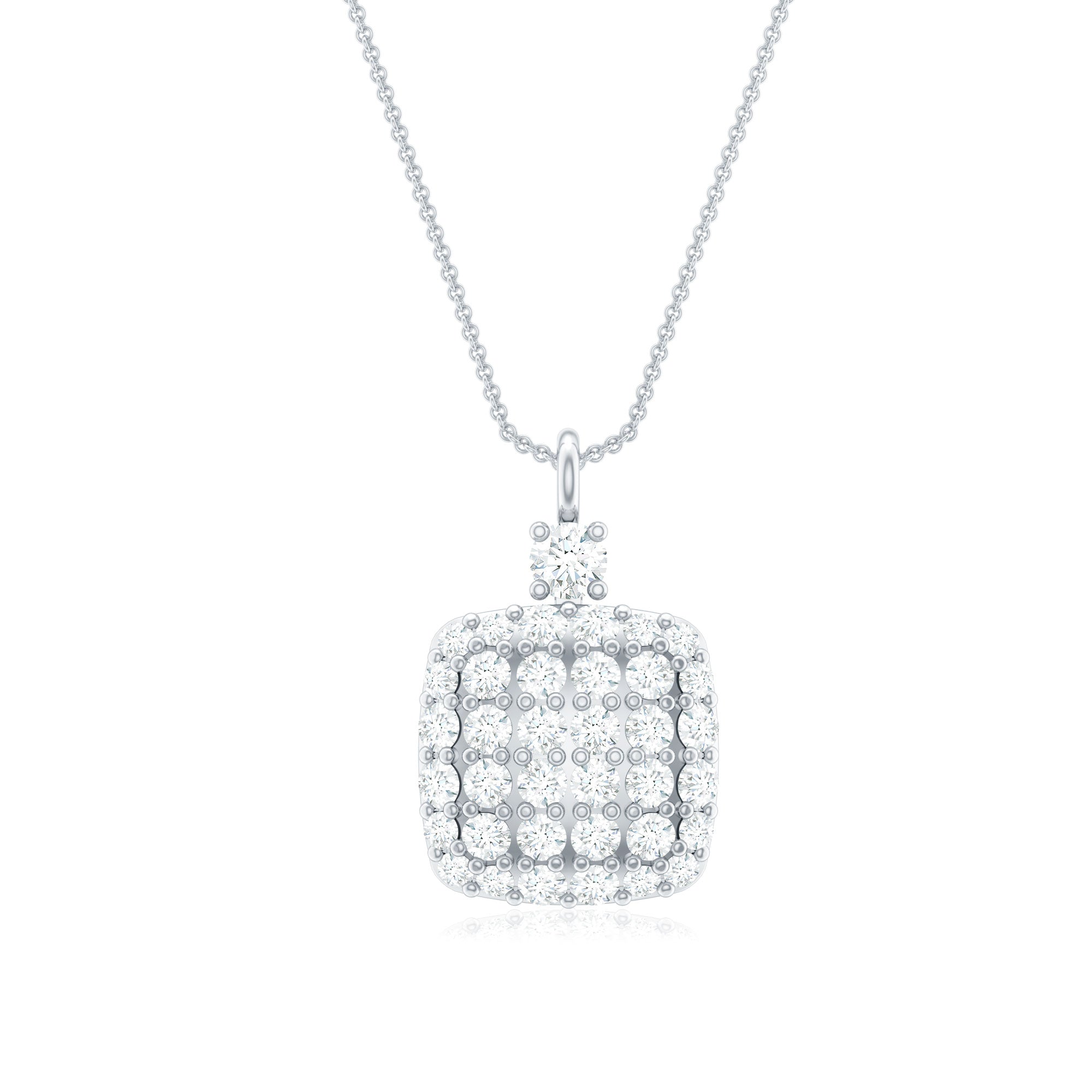 Rosec Jewels-1/2 CT Square Shape Diamond Cluster Pendant Necklace