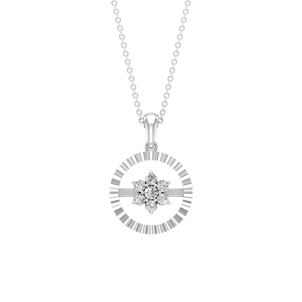 Diamond Flower Pendant Necklace in Prong Setting