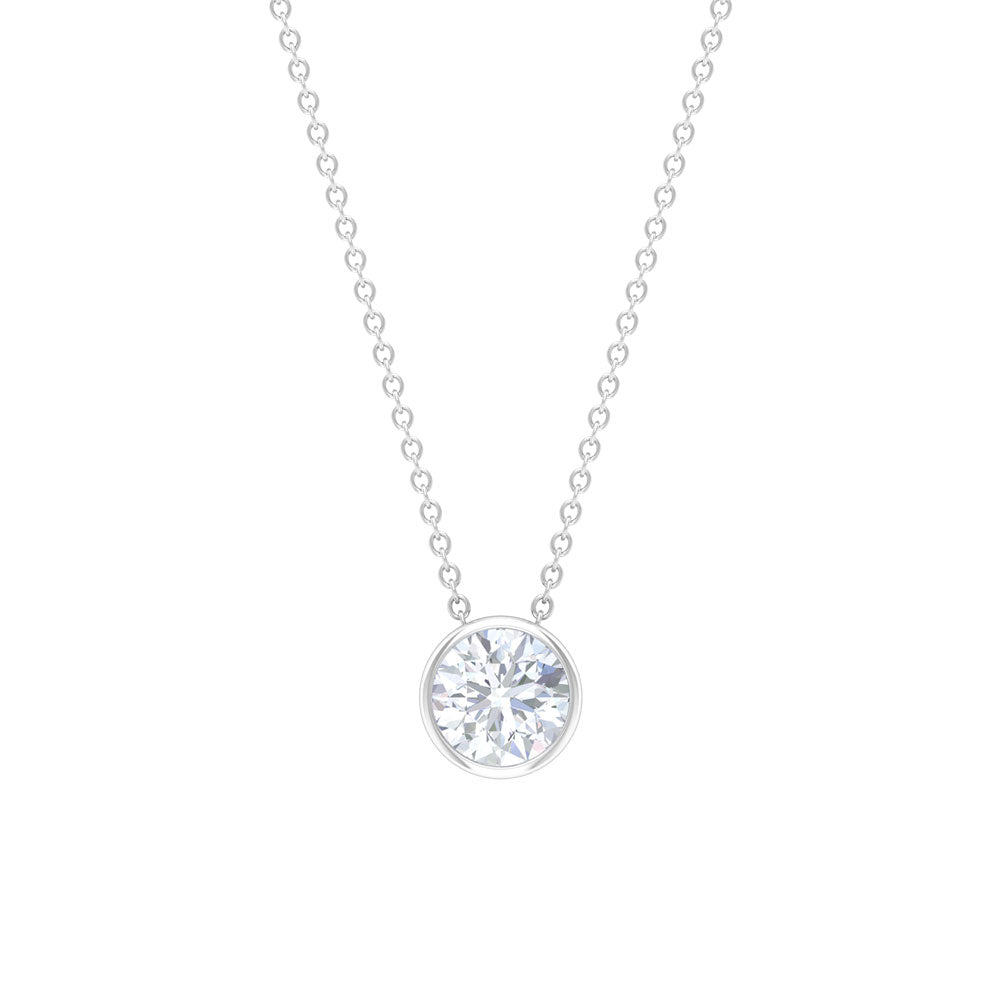 Bezel Set 3 Carat Moissanite Solitaire Necklace D-VS1 - Rosec Jewels