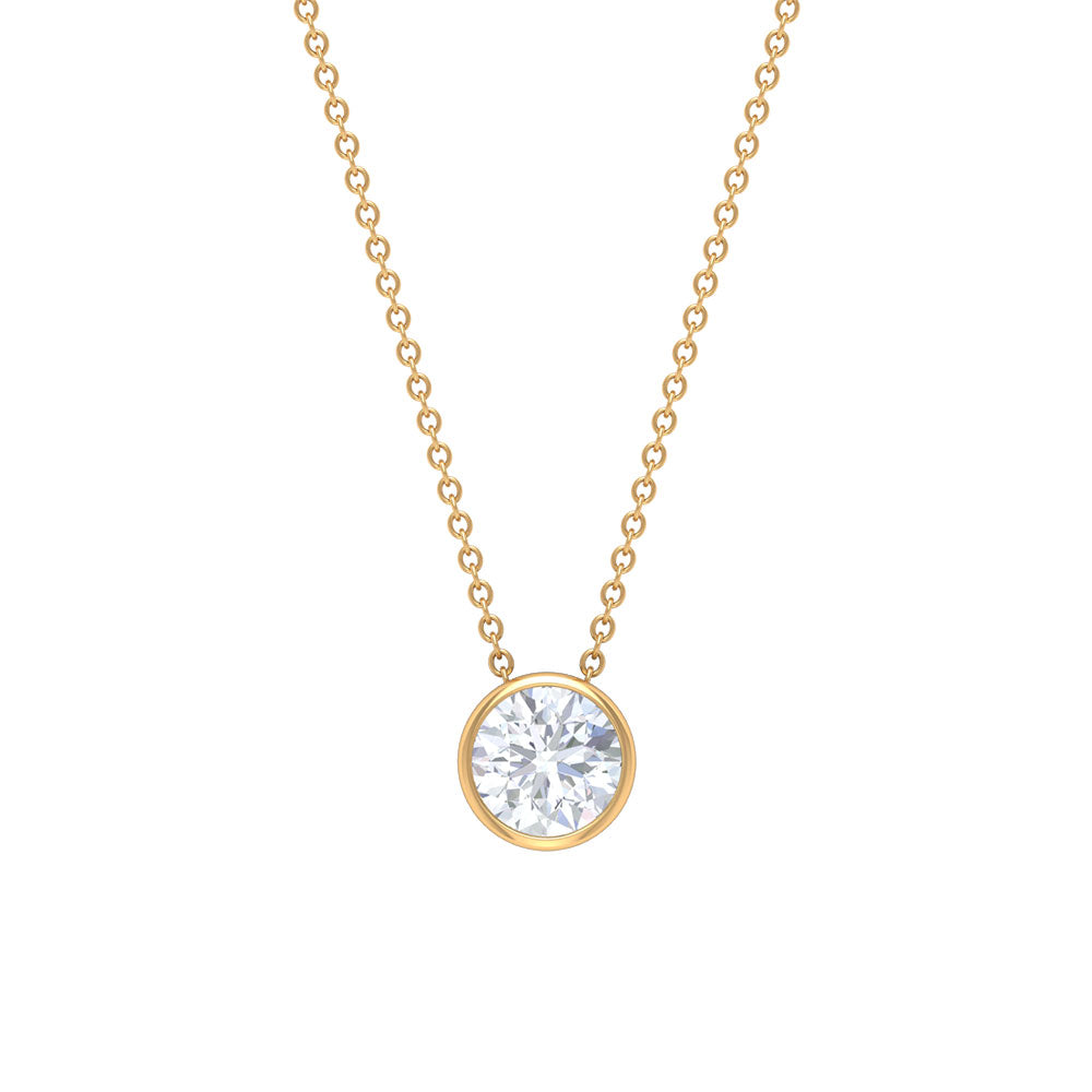 Bezel Set 3 Carat Moissanite Solitaire Necklace D-VS1 - Rosec Jewels
