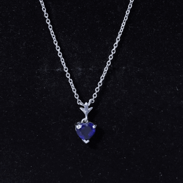 1 Carat Lab Grown Blue Sapphire Heart Necklace for Women AAAA - Rosec Jewels