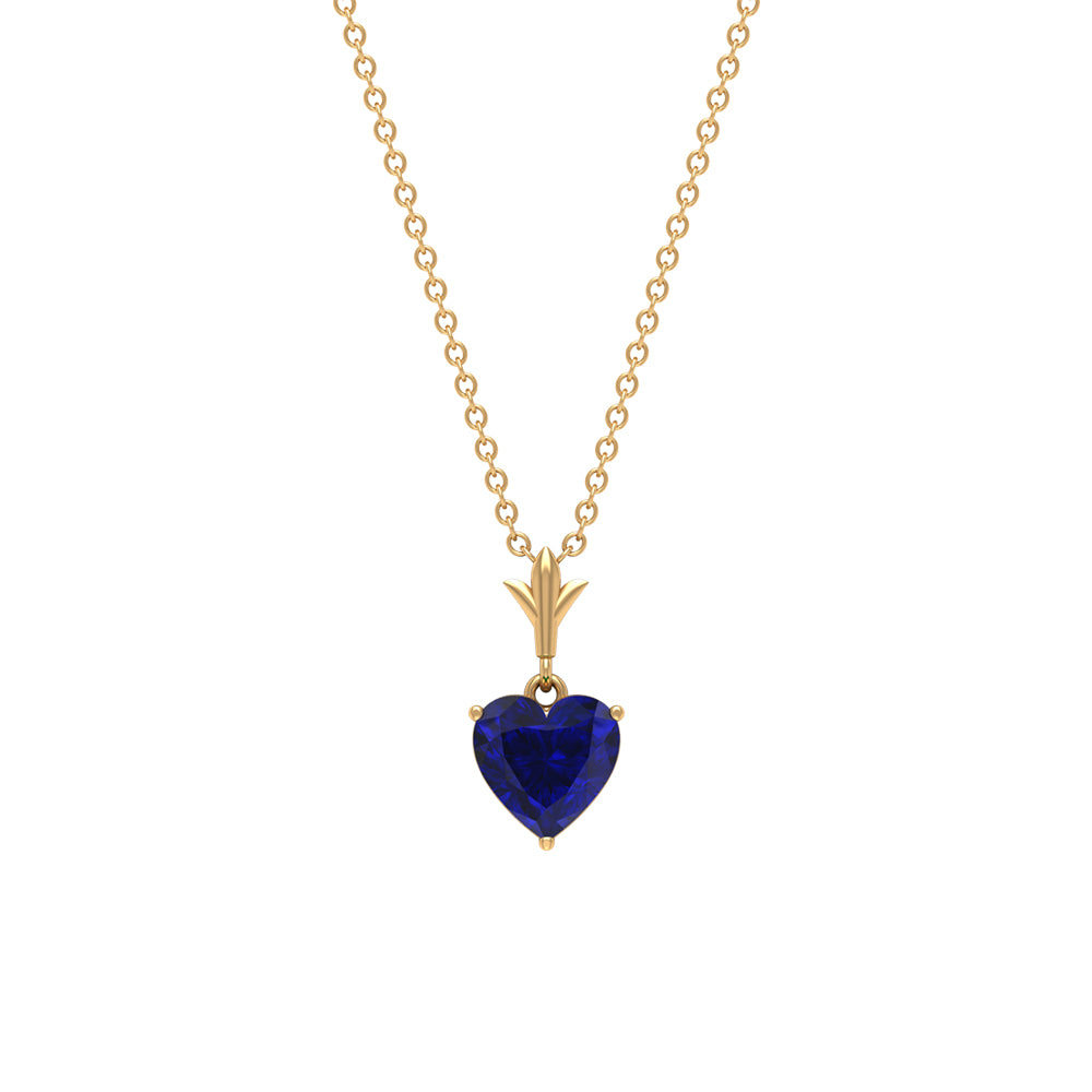 1 Carat Lab Grown Blue Sapphire Heart Necklace for Women AAAA - Rosec Jewels