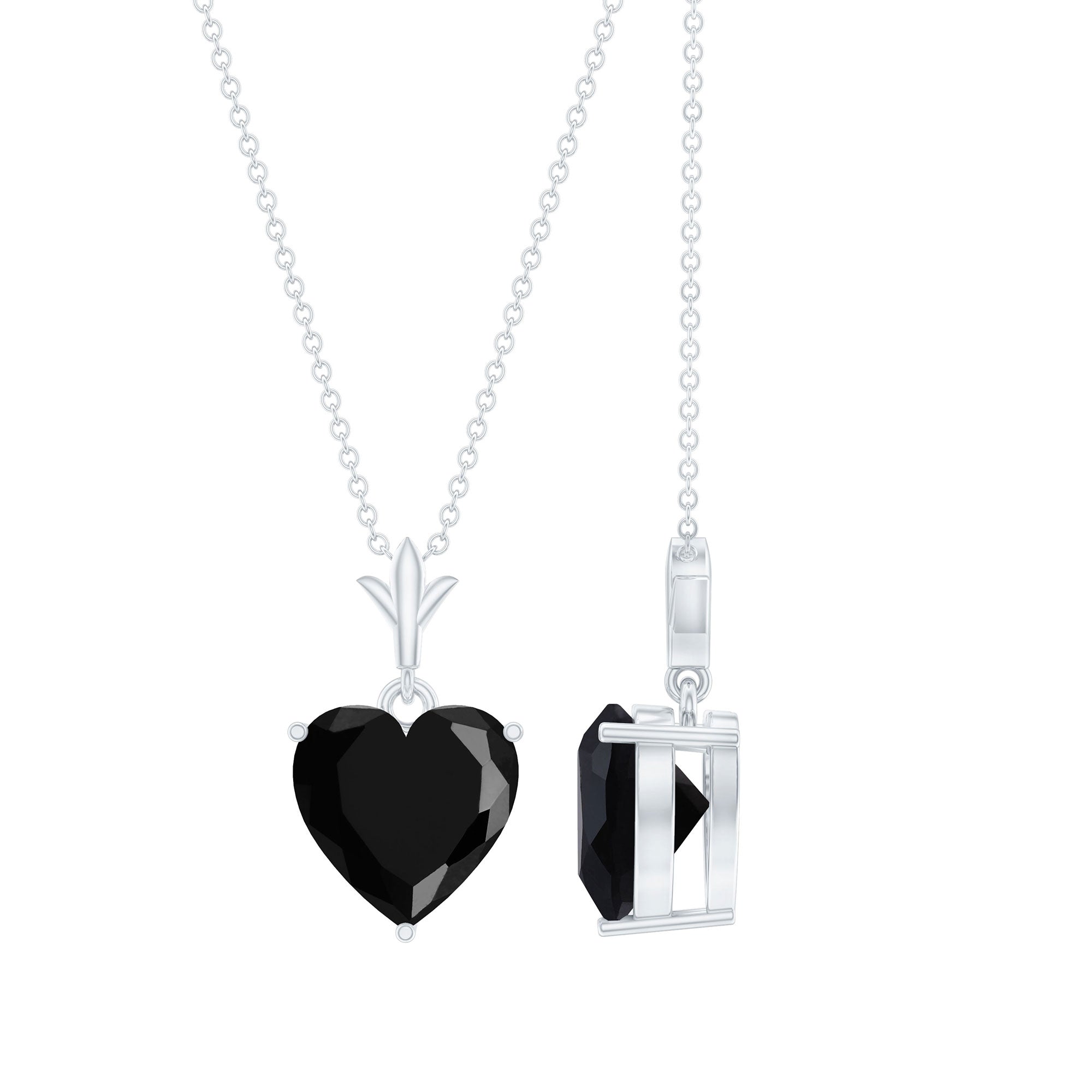 Natural Black Spinel Heart Necklace for Women AAA - Rosec Jewels