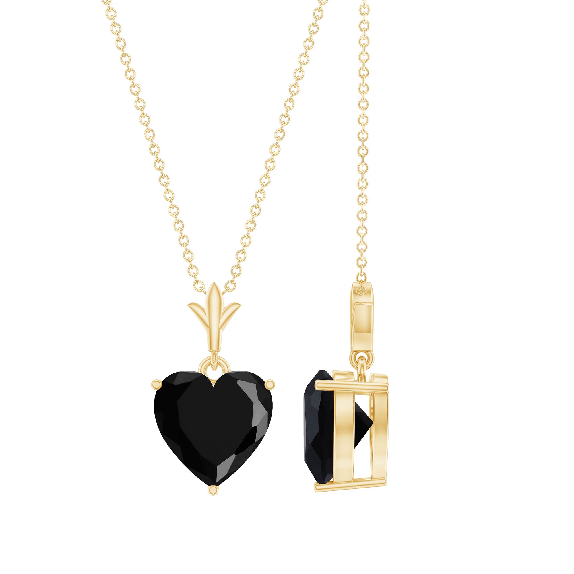 Natural Black Spinel Heart Necklace for Women AAA - Rosec Jewels