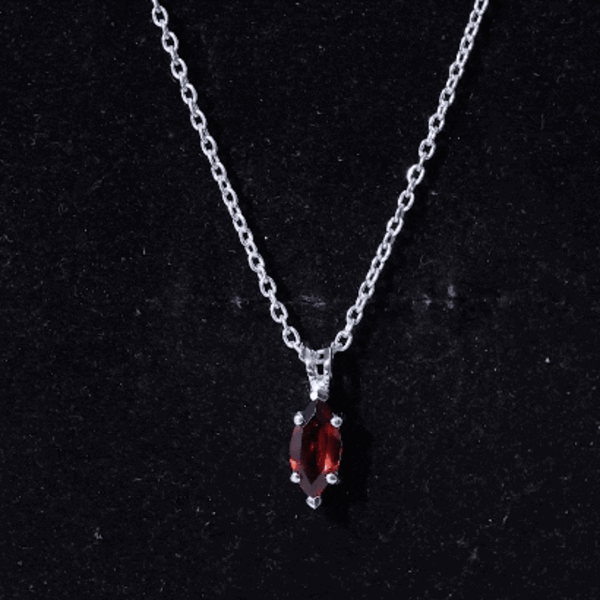 0.75 Carat Marquise Cut Garnet Solitaire Necklace With Chain AAA - Rosec Jewels