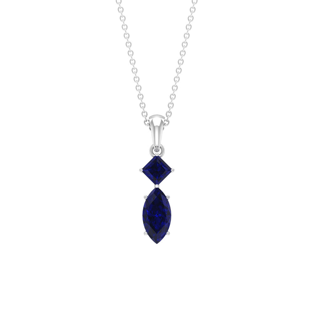 Created Blue Sapphire Pendant Necklace