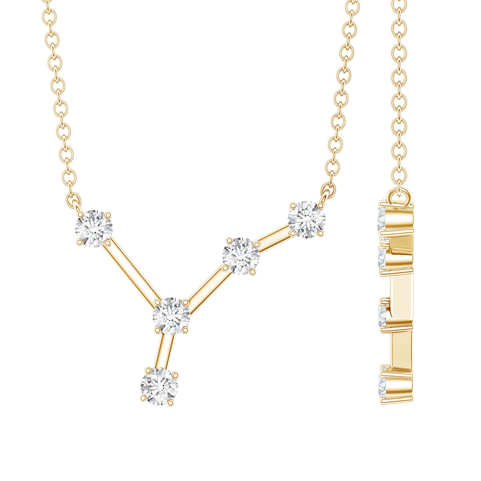 Natural Diamond Zodiac Cancer Constellation Necklace for Women Natural - ( HI-SI ) - Rosec Jewels