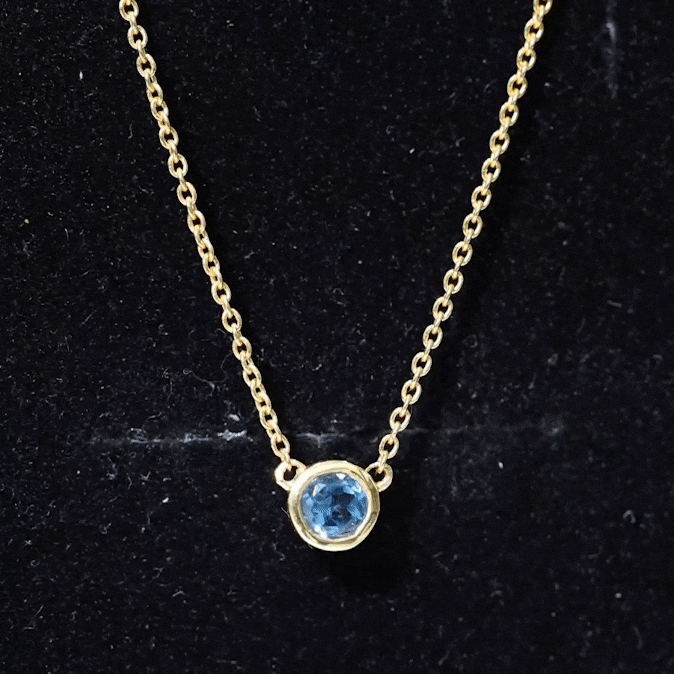 0.6 Carat Round London Blue Topaz Solitaire Necklace in Bezel Setting AAA - Rosec Jewels