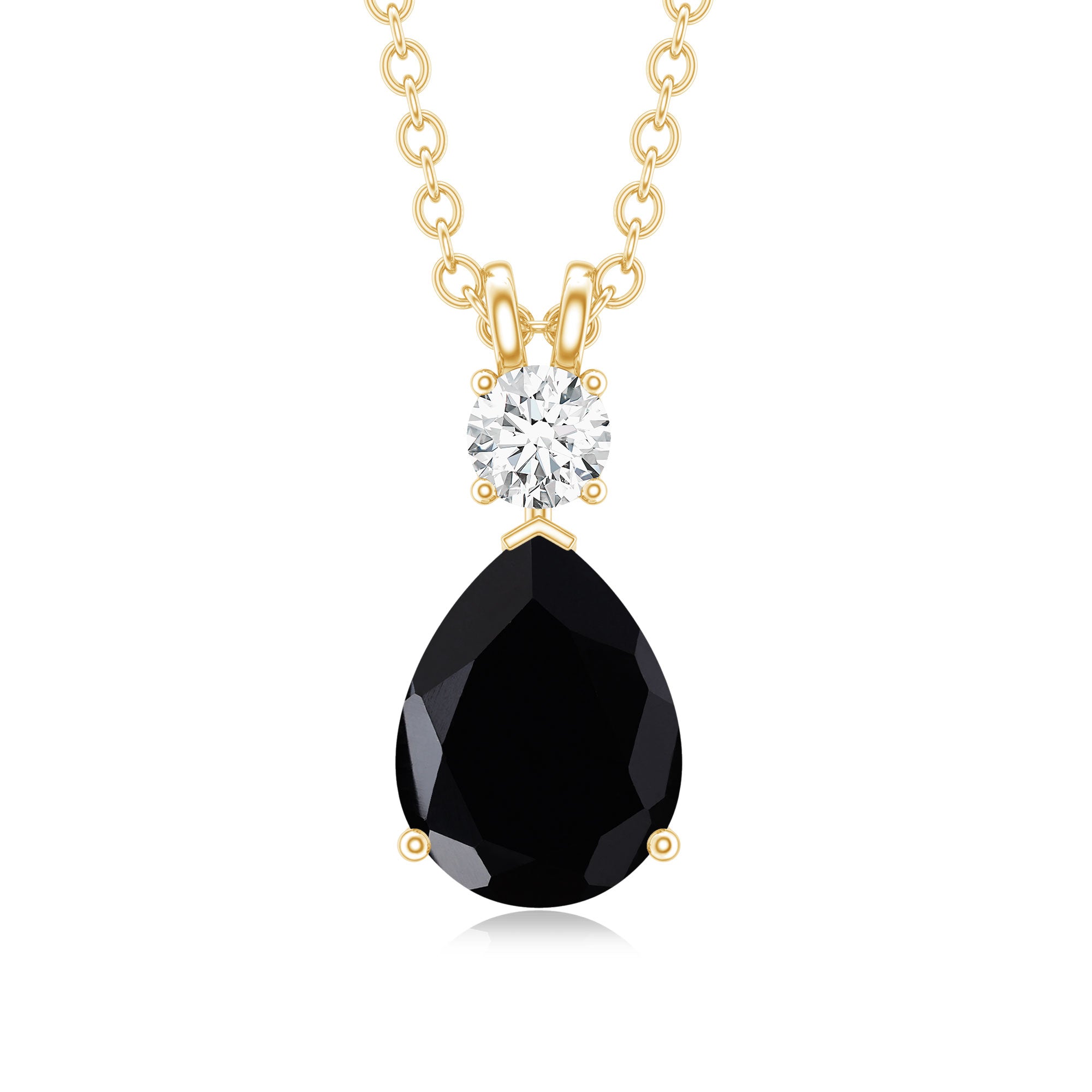 4.8 Carat Lab Created Black and White Diamond Teardrop Necklace AAAA ( Synthetic ) - Rosec Jewels