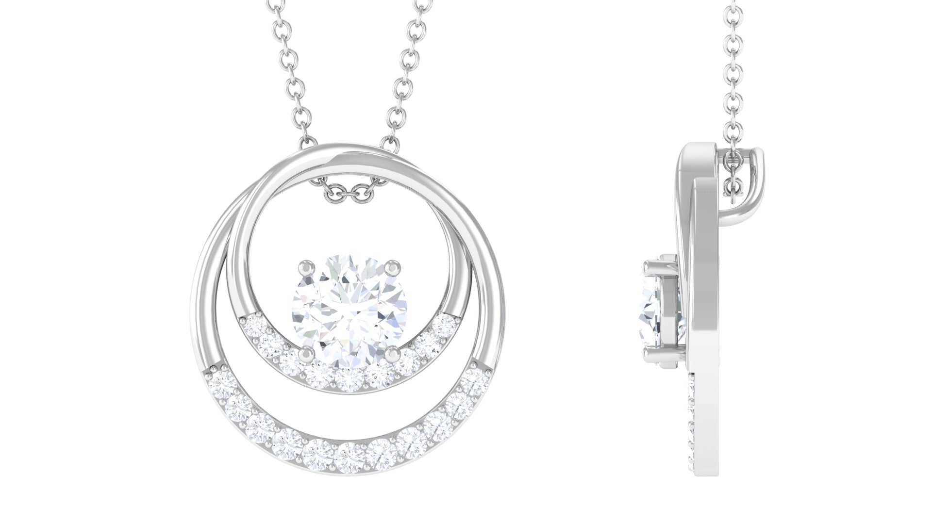 1.50 CT Certified Moissanite Geometric Pendant in Gold