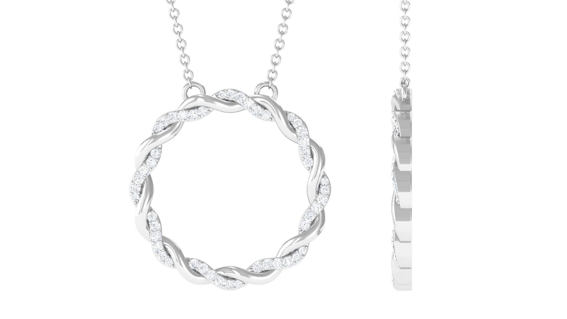 Rosec Jewels-Pure Diamond Twisted Eternity Necklace in Pave Setting