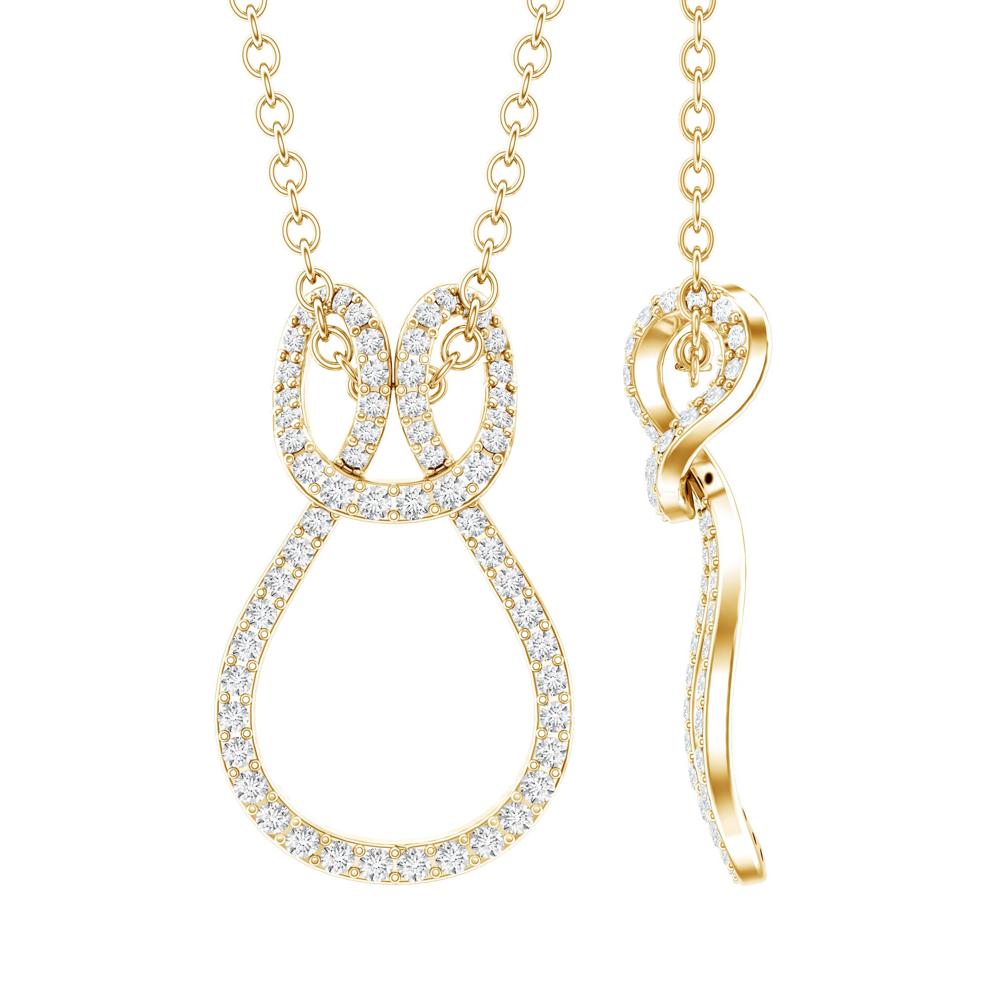 Certified Lab Grown Diamond Infinity Love Knot Necklace For Her Lab - ( EF-VS ) - Rosec Jewels