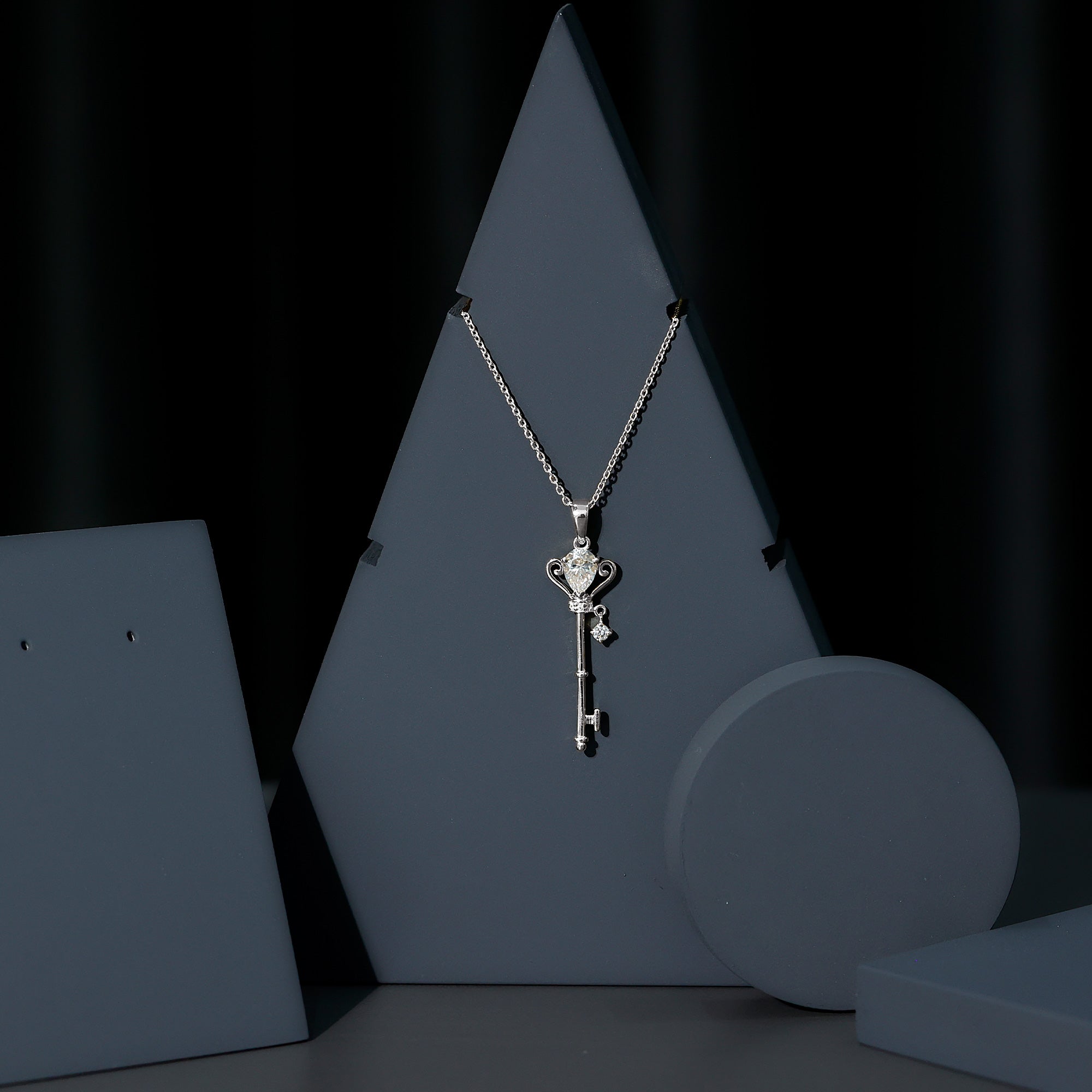 Certified Lab 5X7 MM Pear Shaped Diamond Key Pendant Lab - ( EF-VS ) - Rosec Jewels