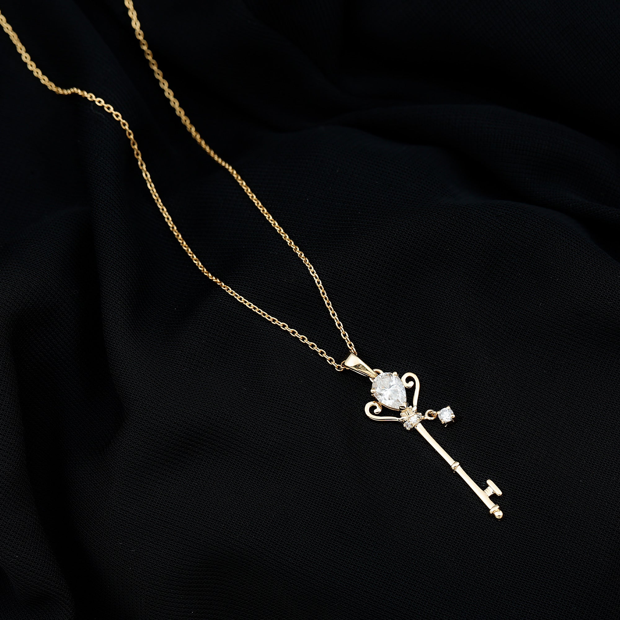 Certified Lab 5X7 MM Pear Shaped Diamond Key Pendant Lab - ( EF-VS ) - Rosec Jewels