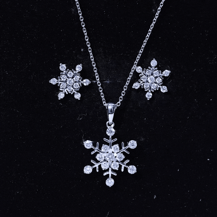 Certified Lab Grown Diamond Snowflake Jewelry Set Lab - ( EF-VS ) - Rosec Jewels