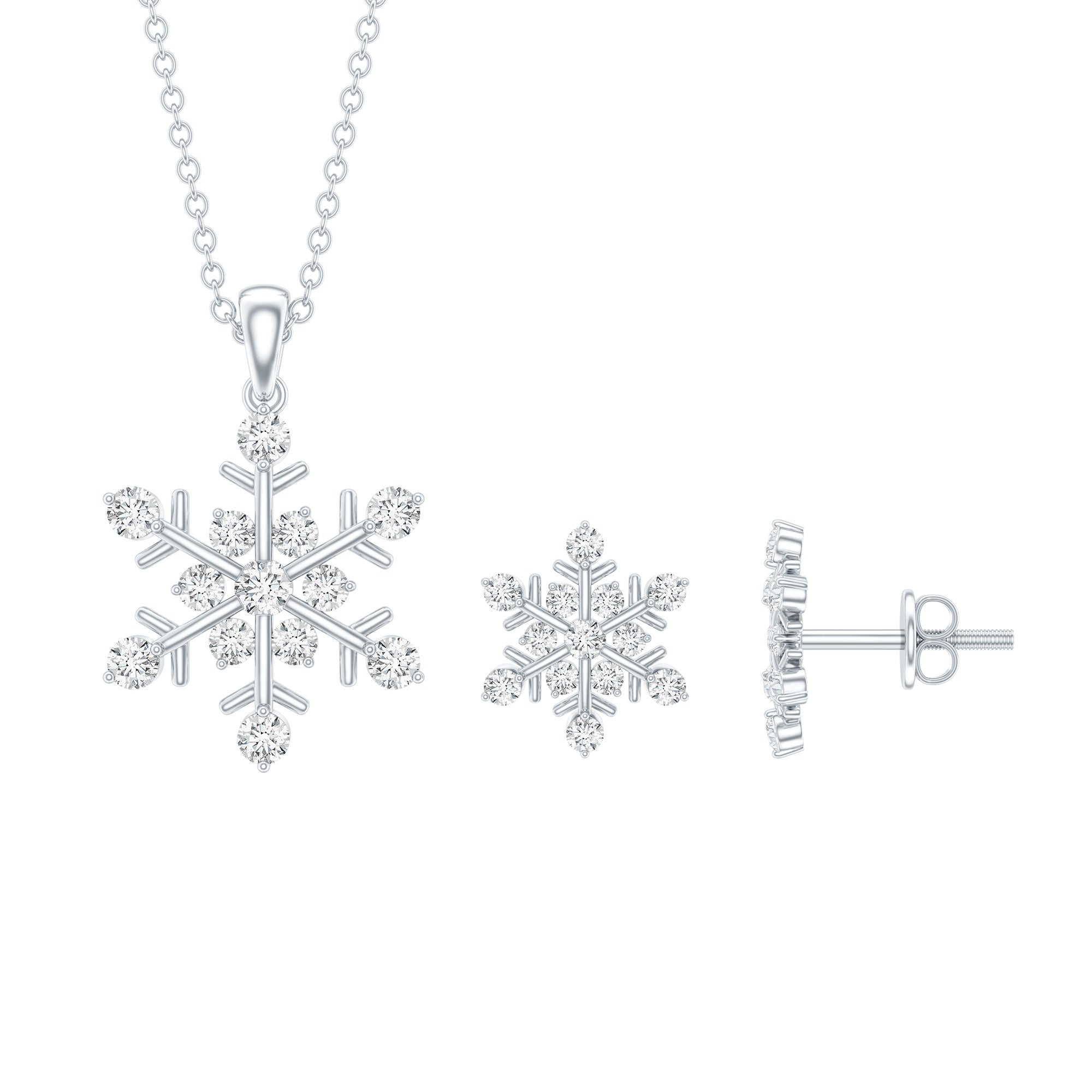 Certified Lab Grown Diamond Snowflake Jewelry Set Lab - ( EF-VS ) - Rosec Jewels