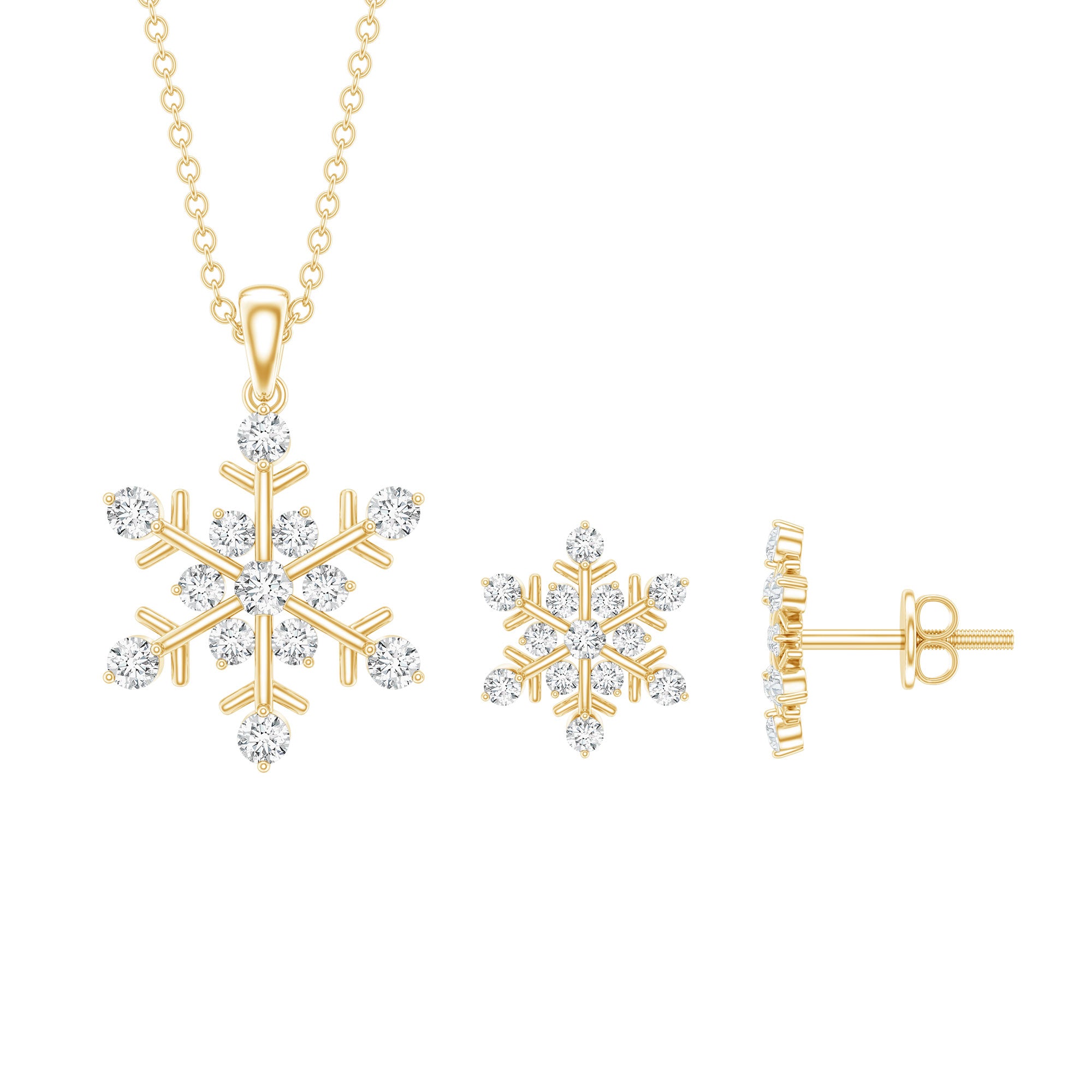 Certified Lab Grown Diamond Snowflake Jewelry Set Lab - ( EF-VS ) - Rosec Jewels