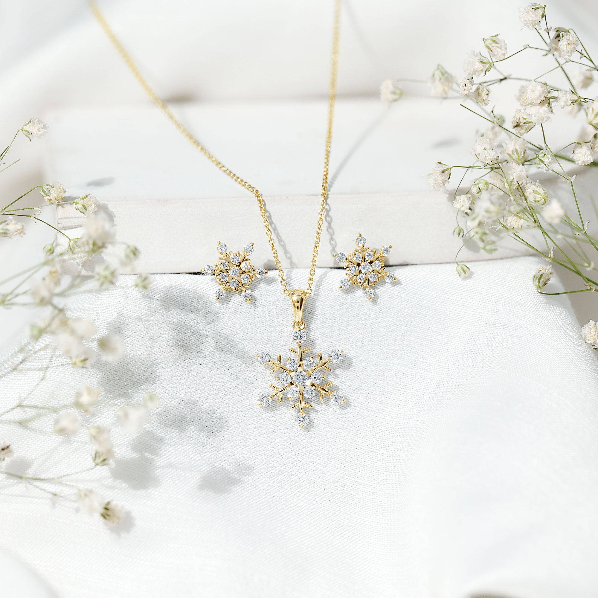 Certified Lab Grown Diamond Snowflake Jewelry Set Lab - ( EF-VS ) - Rosec Jewels