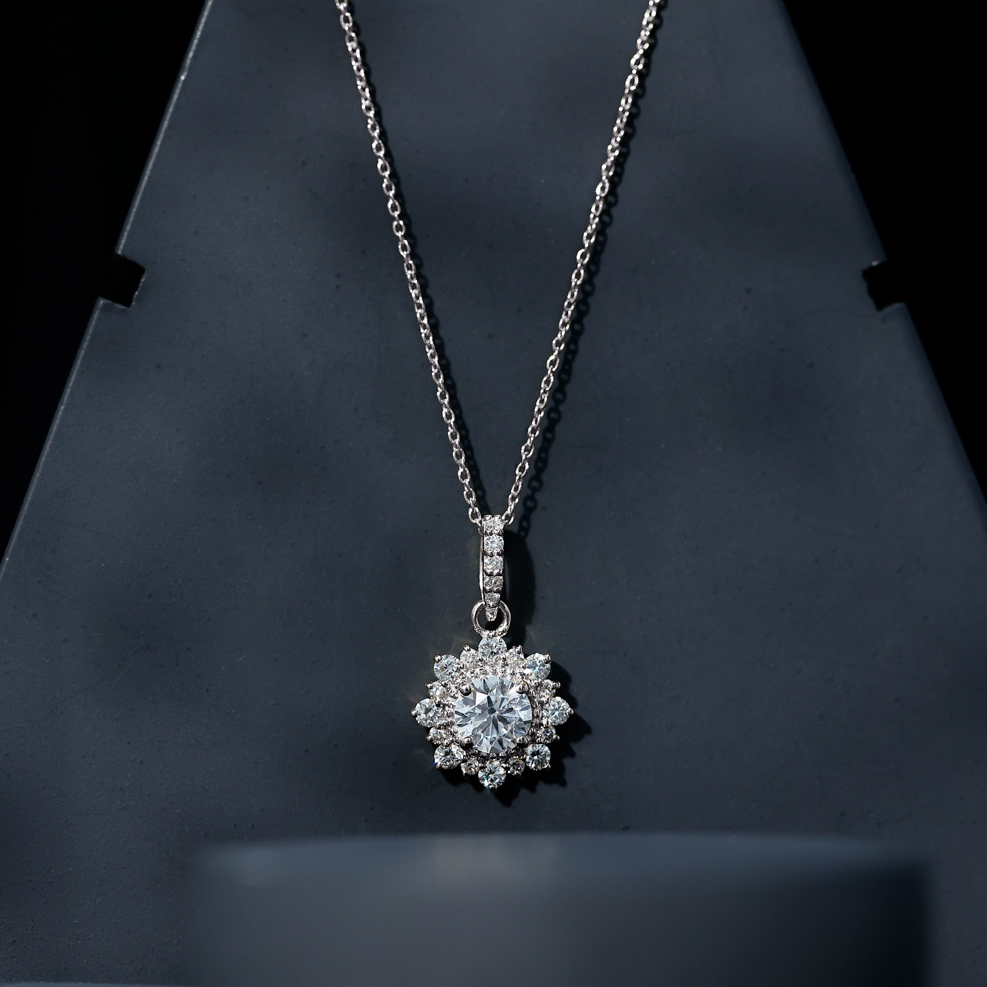Certified Lab Grown Diamond Wedding Necklace With Chain Lab - ( EF-VS ) - Rosec Jewels
